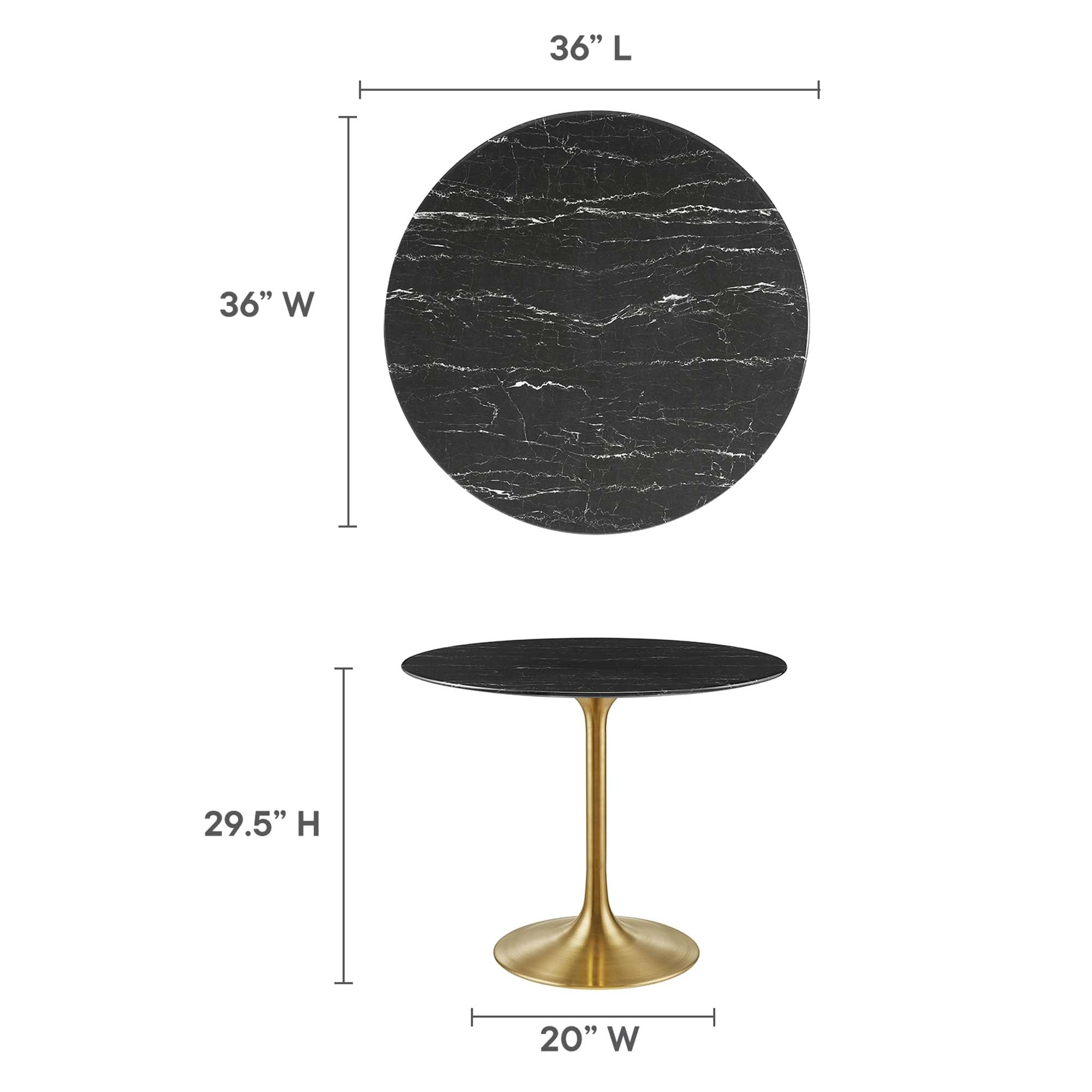 Modway Lippa 36" Round Faux Marble Dining Table