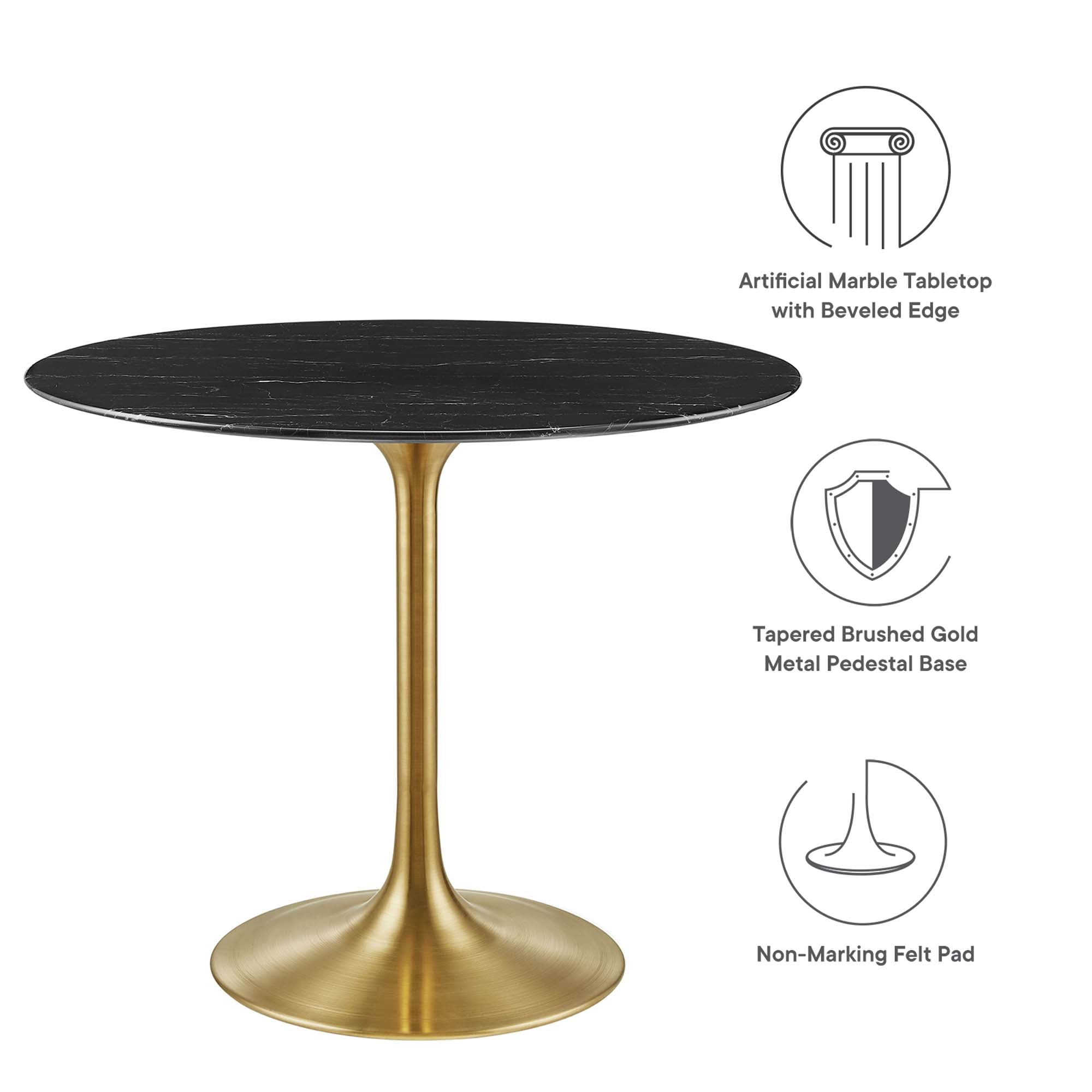 Modway Lippa 36" Round Faux Marble Dining Table
