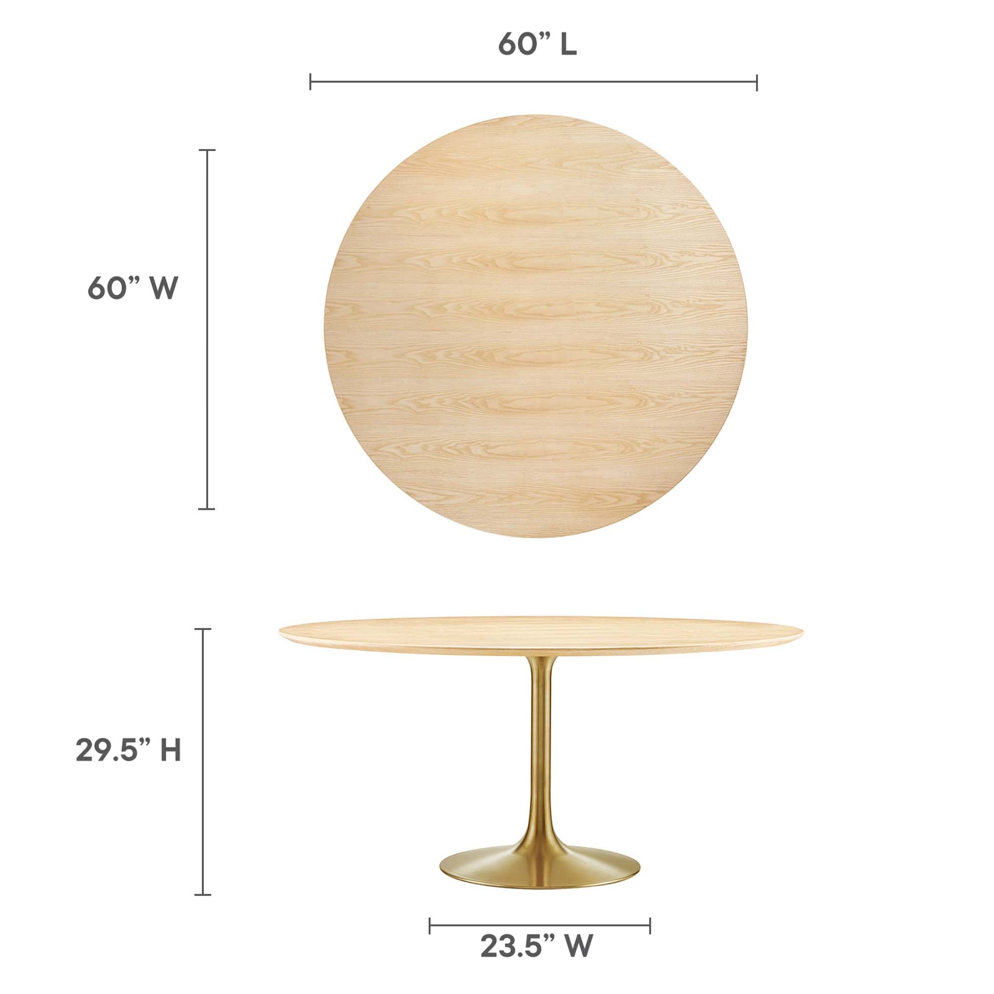 Modway Lippa 60" Round Wood Dining Table