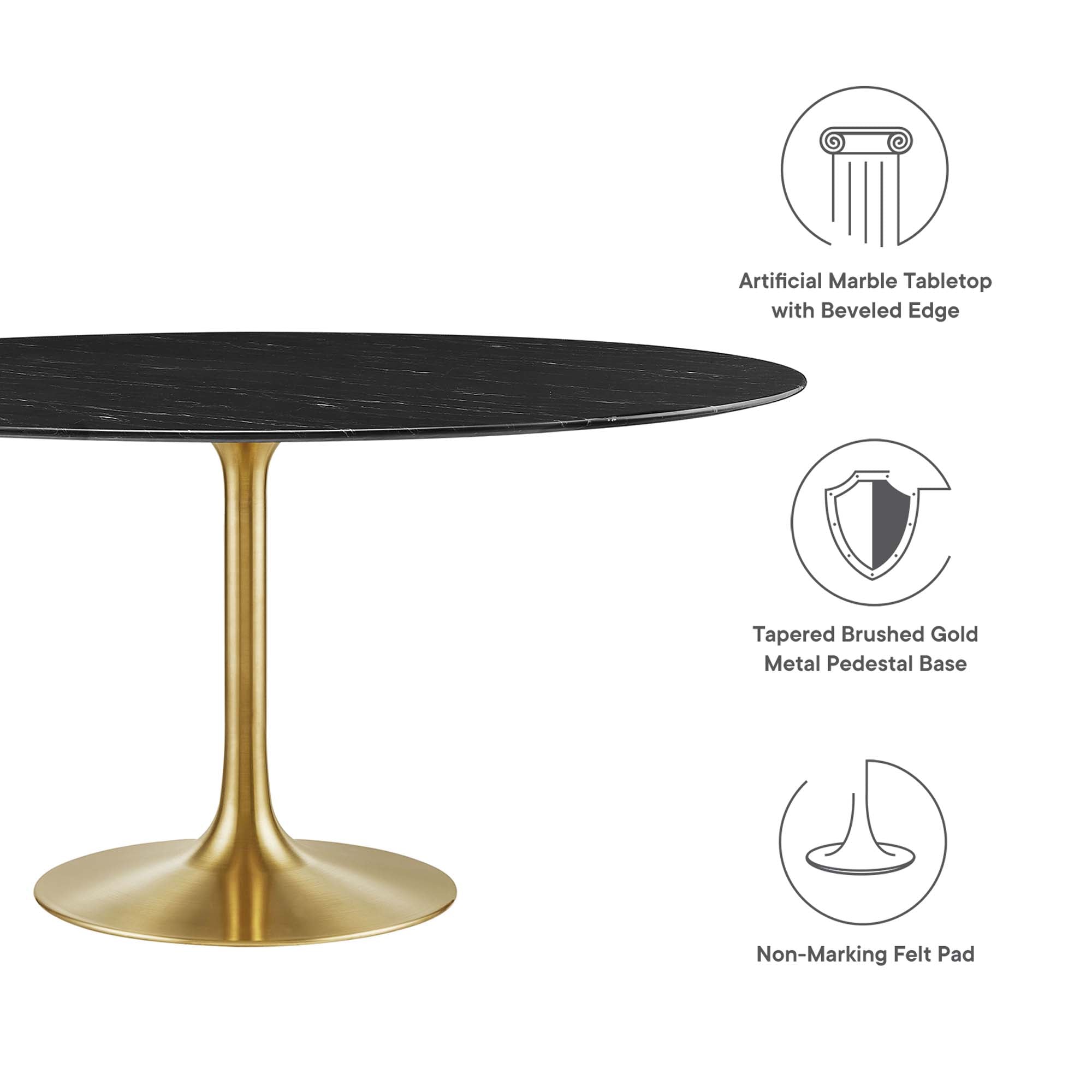 Modway Lippa 60" Round Faux Marble Dining Table