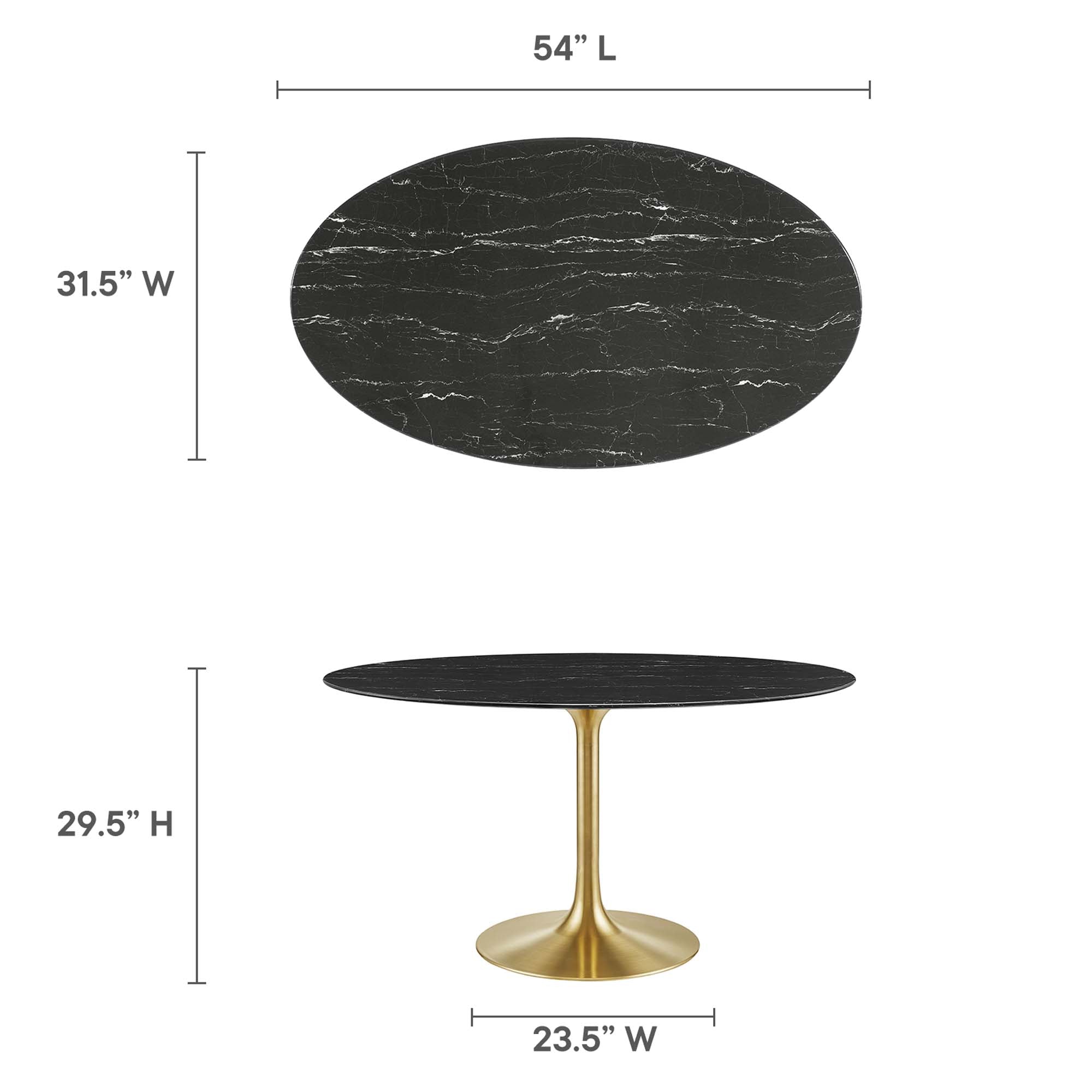 Modway Lippa 54" Oval Faux Marble Dining Table