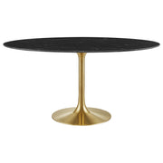 Modway Lippa 60" Oval Faux Marble Dining Table