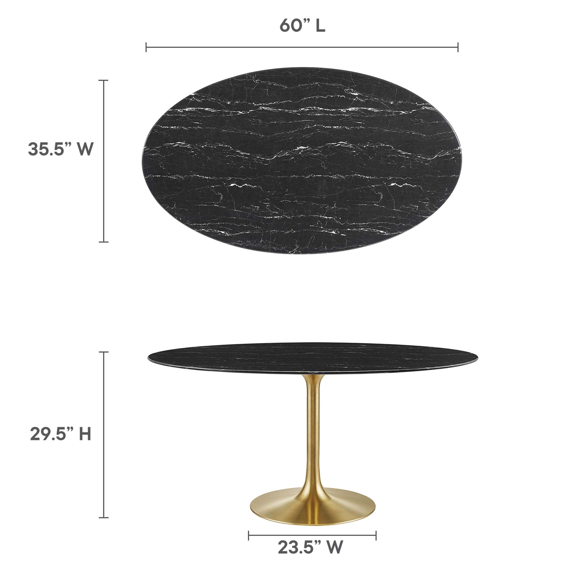 Modway Lippa 60" Oval Faux Marble Dining Table