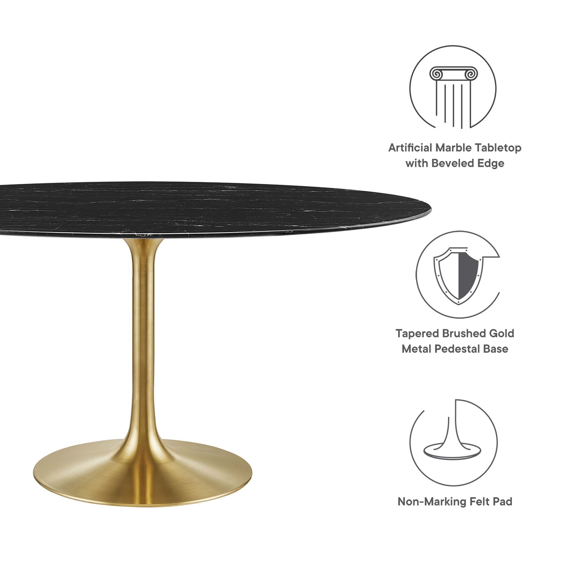 Modway Lippa 60" Oval Faux Marble Dining Table