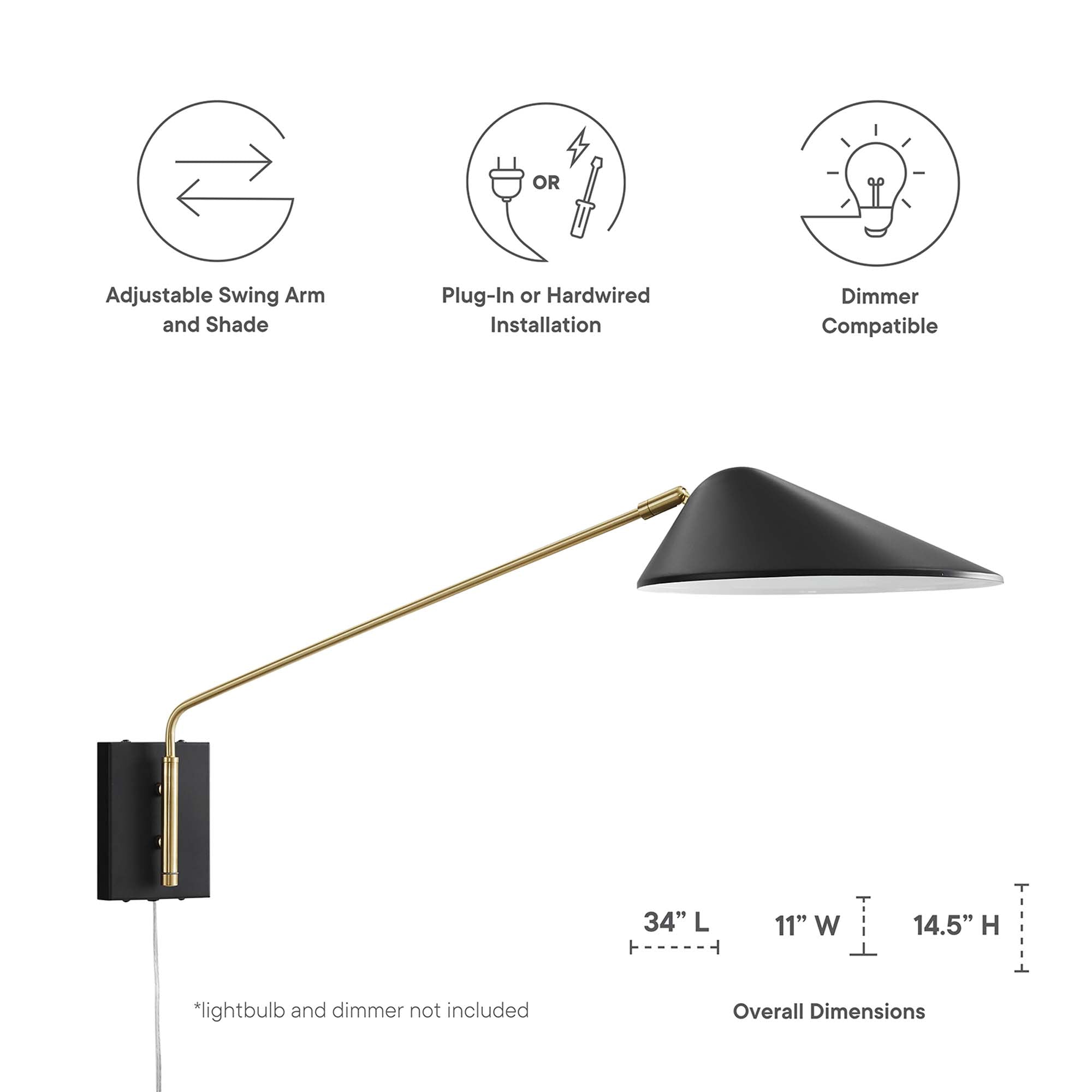 Modway Journey 24" Swing Arm Wall Sconce