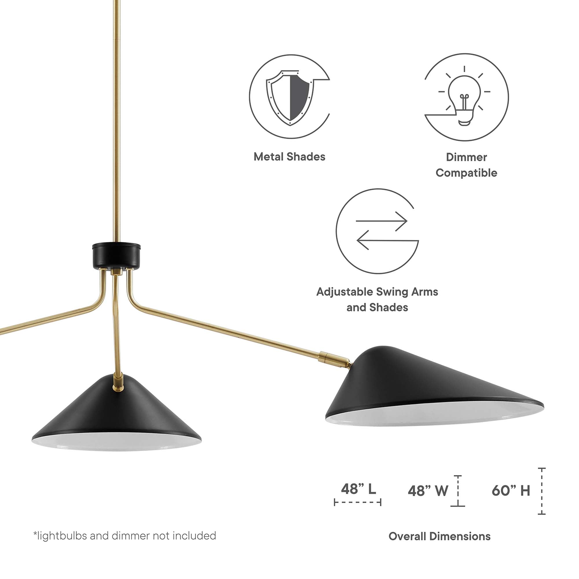 Modway Journey 3-Light 14" Arm Pendant