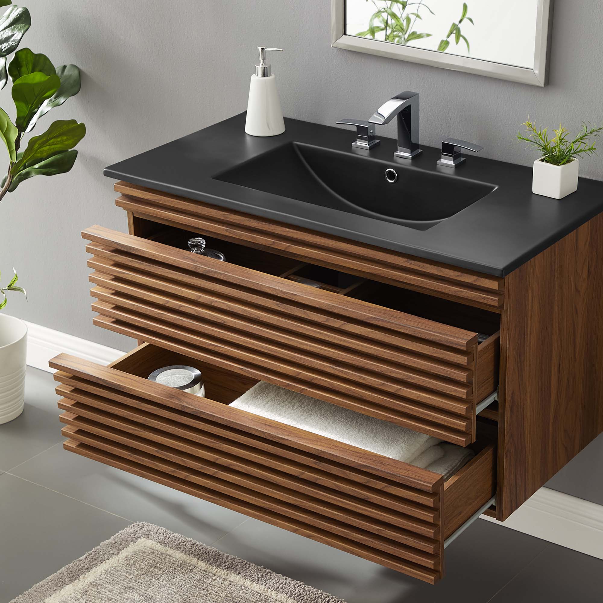 Modway Render 36" Wall-Mount Bathroom Vanity