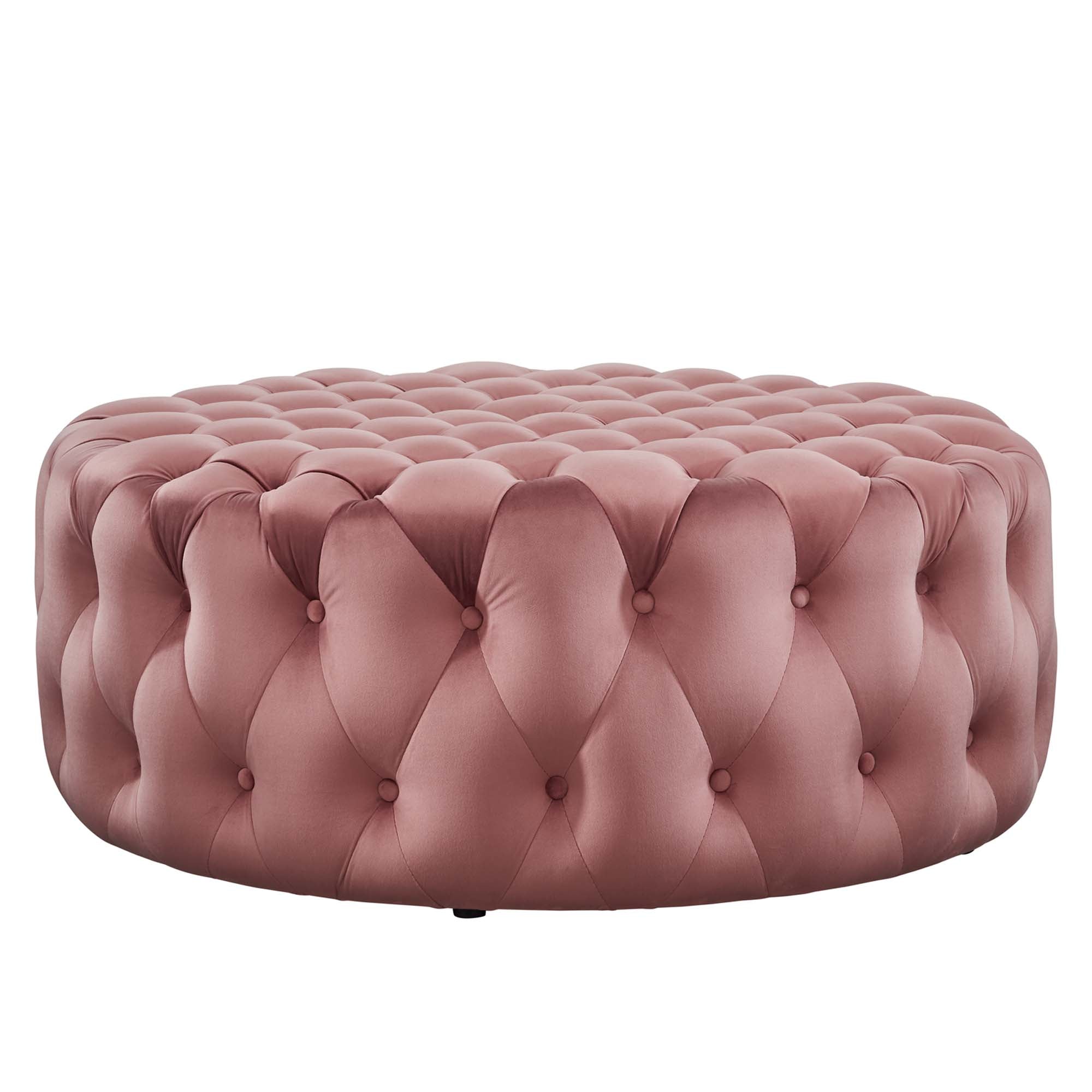 Modway Amour Tufted Button Large Round Performance Velvet Ottoman