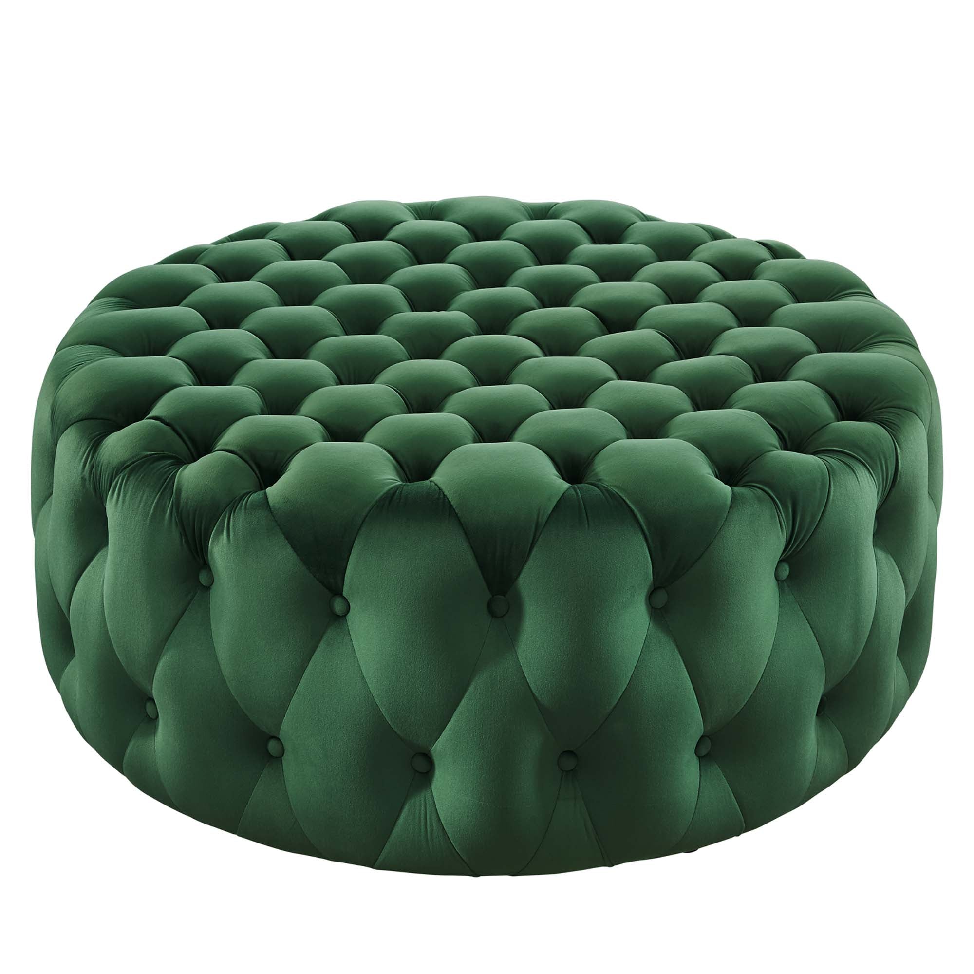 Modway Amour Tufted Button Large Round Performance Velvet Ottoman