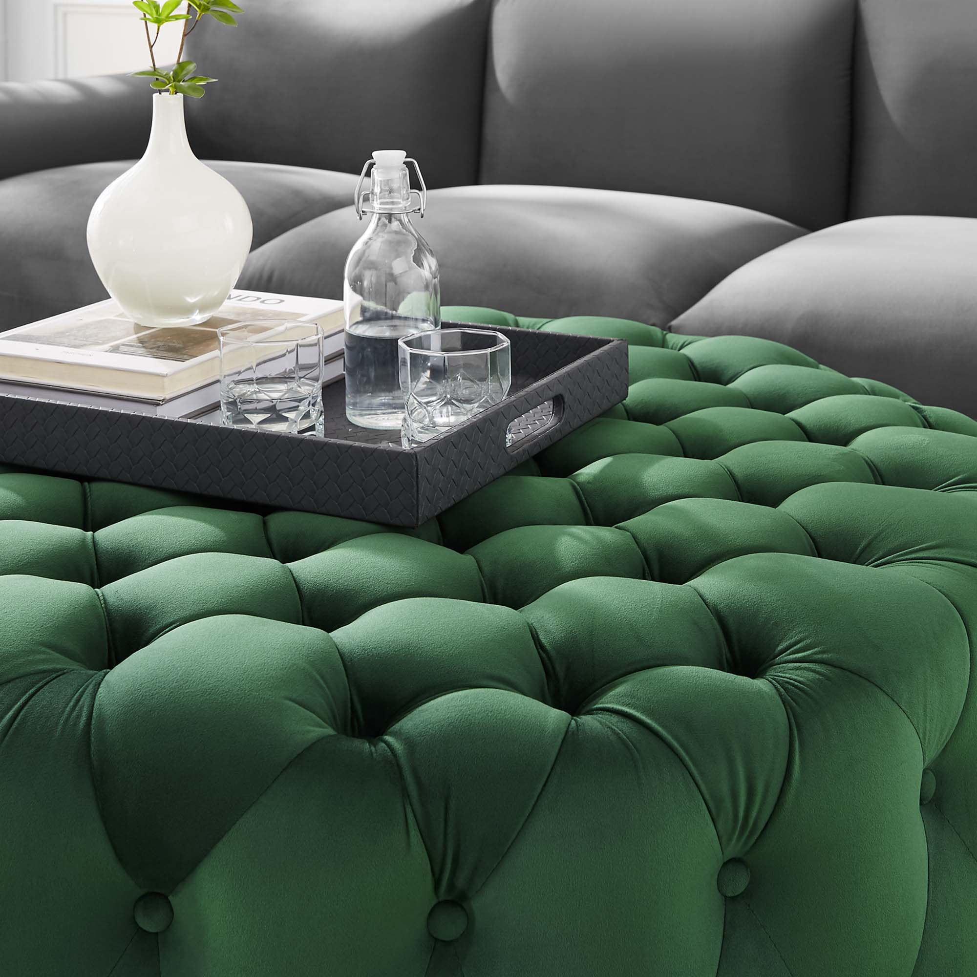 Modway Amour Tufted Button Large Round Performance Velvet Ottoman