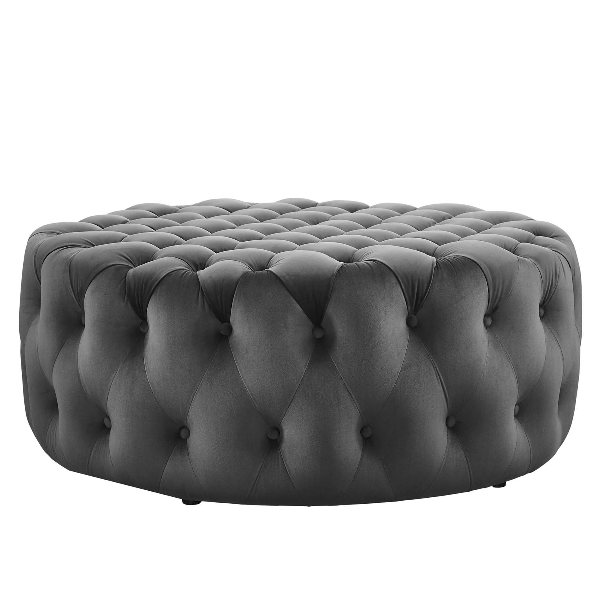 Modway Amour Tufted Button Large Round Performance Velvet Ottoman