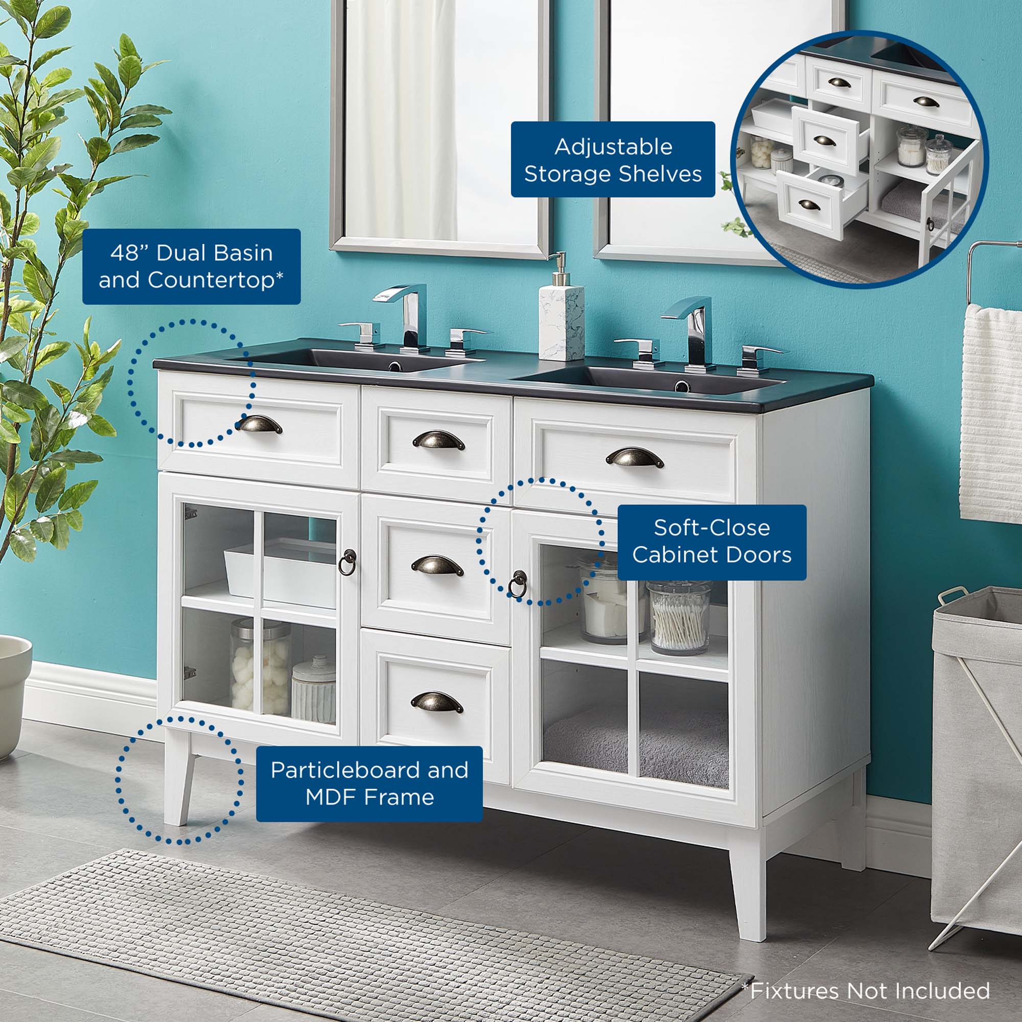 Modway Isle 48" Double Bathroom Vanity Cabinet