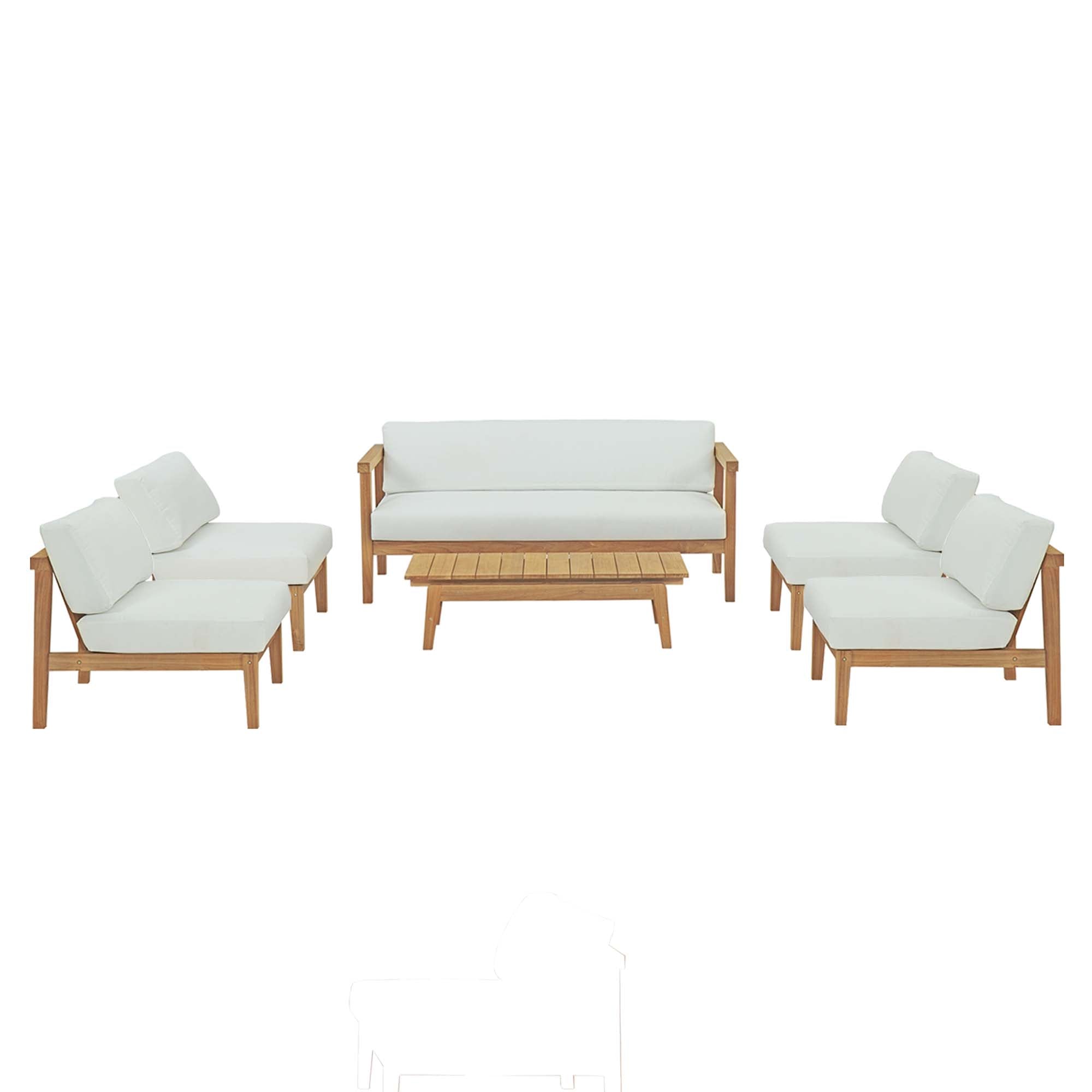 Modway Bayport 6 Piece Outdoor Patio Teak Set