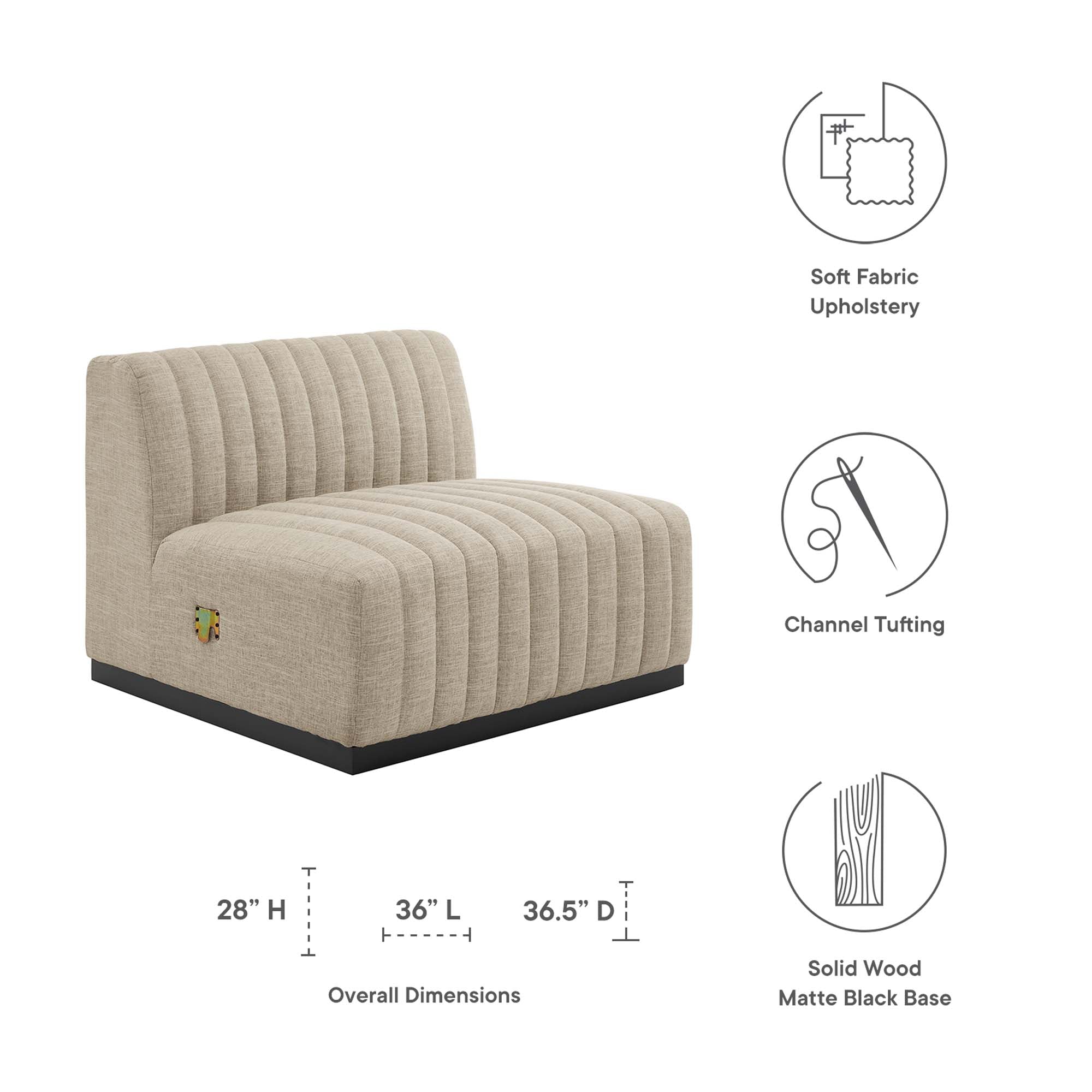 Modway Conjure Channel Tufted Upholstered Fabric Armless Chair