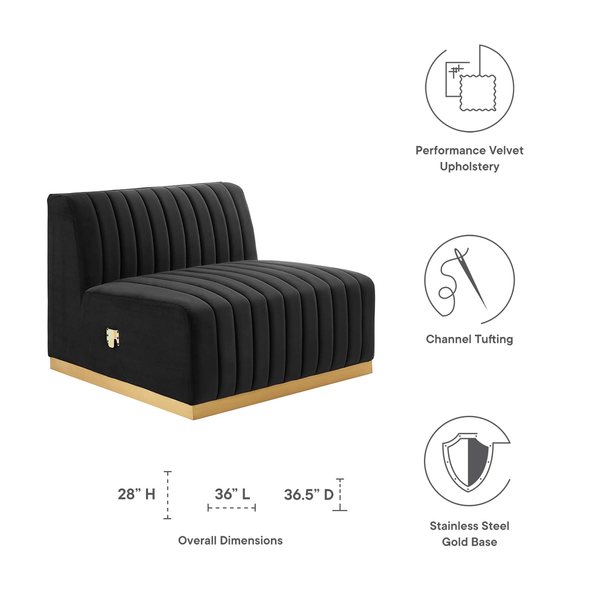 Modway Conjure Channel Tufted Performance Velvet Armless Chair