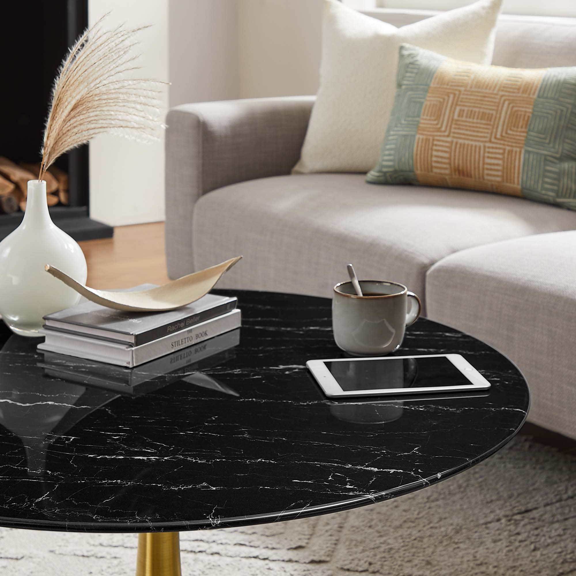 Modway Lippa 36" Round Faux Marble Coffee Table