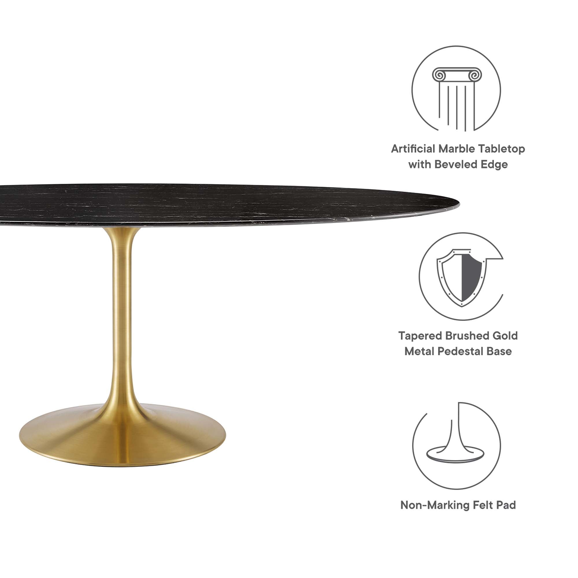 Modway Lippa 78" Oval Faux Marble Dining Table
