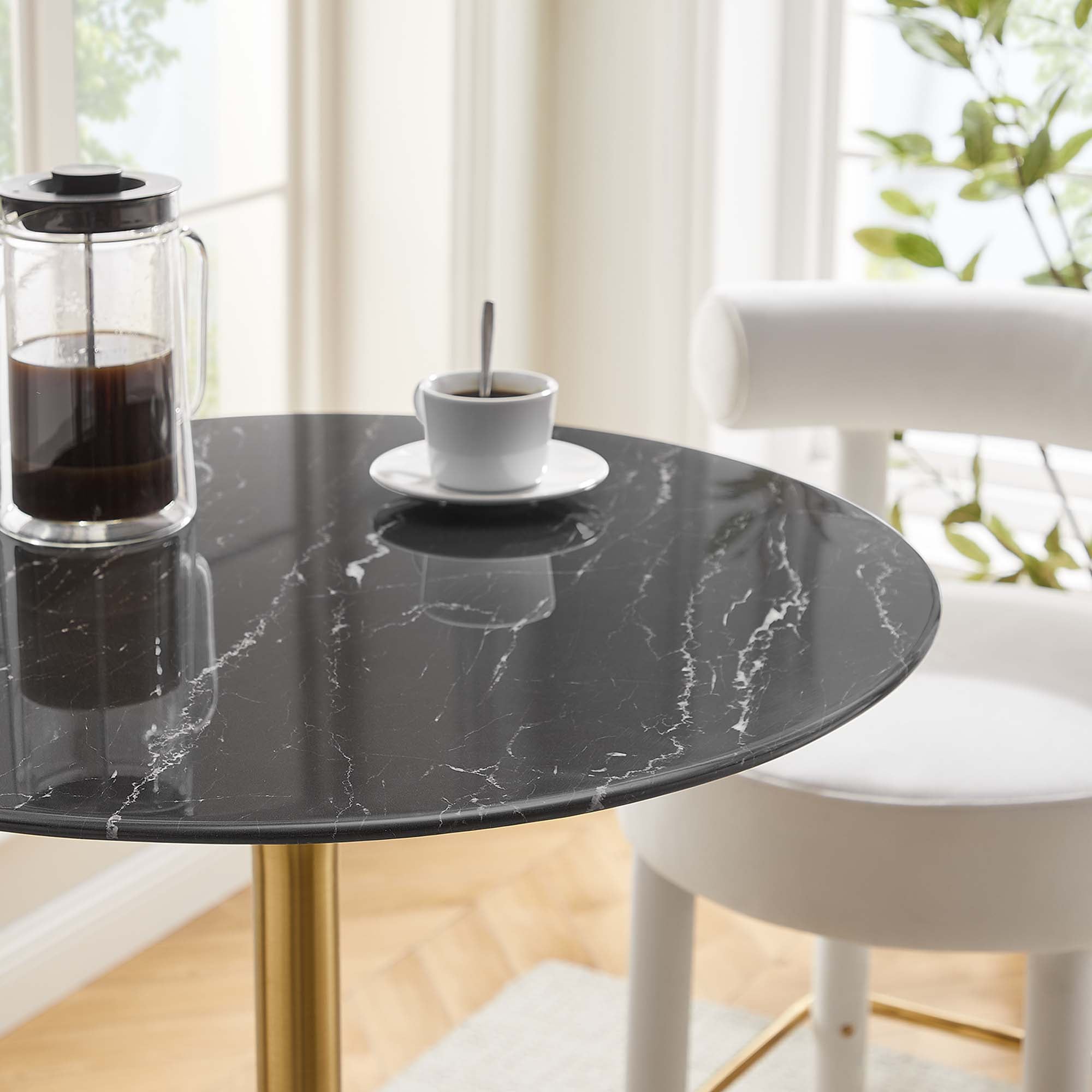 Modway Lippa 28" Round Faux Marble Bar Table