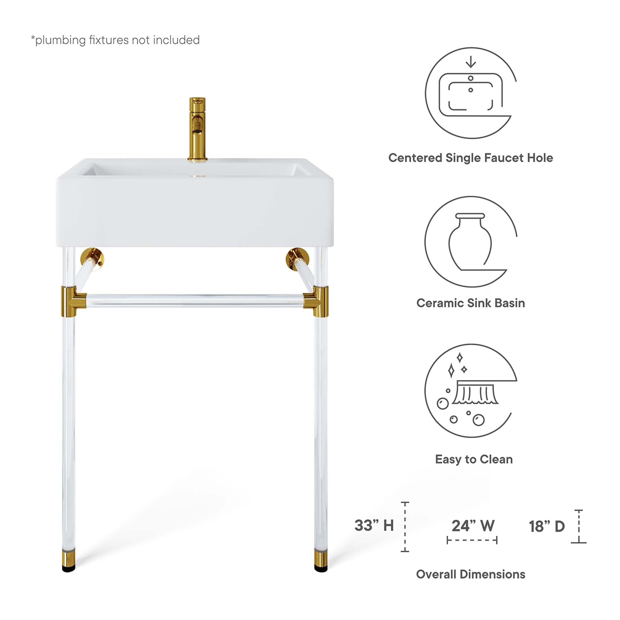 Modway Redeem 24" Acrylic Wall-Mount Bathroom Vanity
