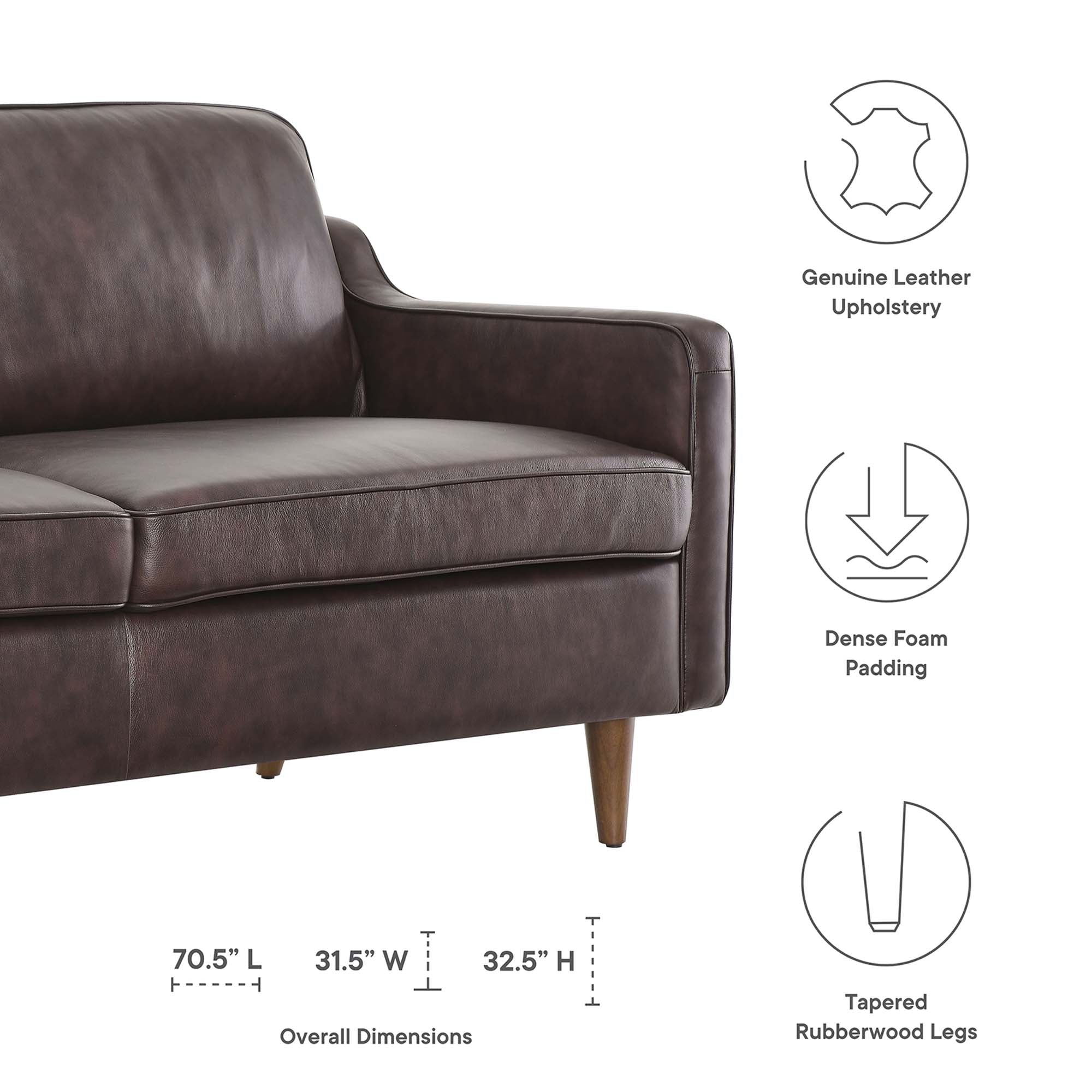 Modway Impart Genuine Leather Sofa