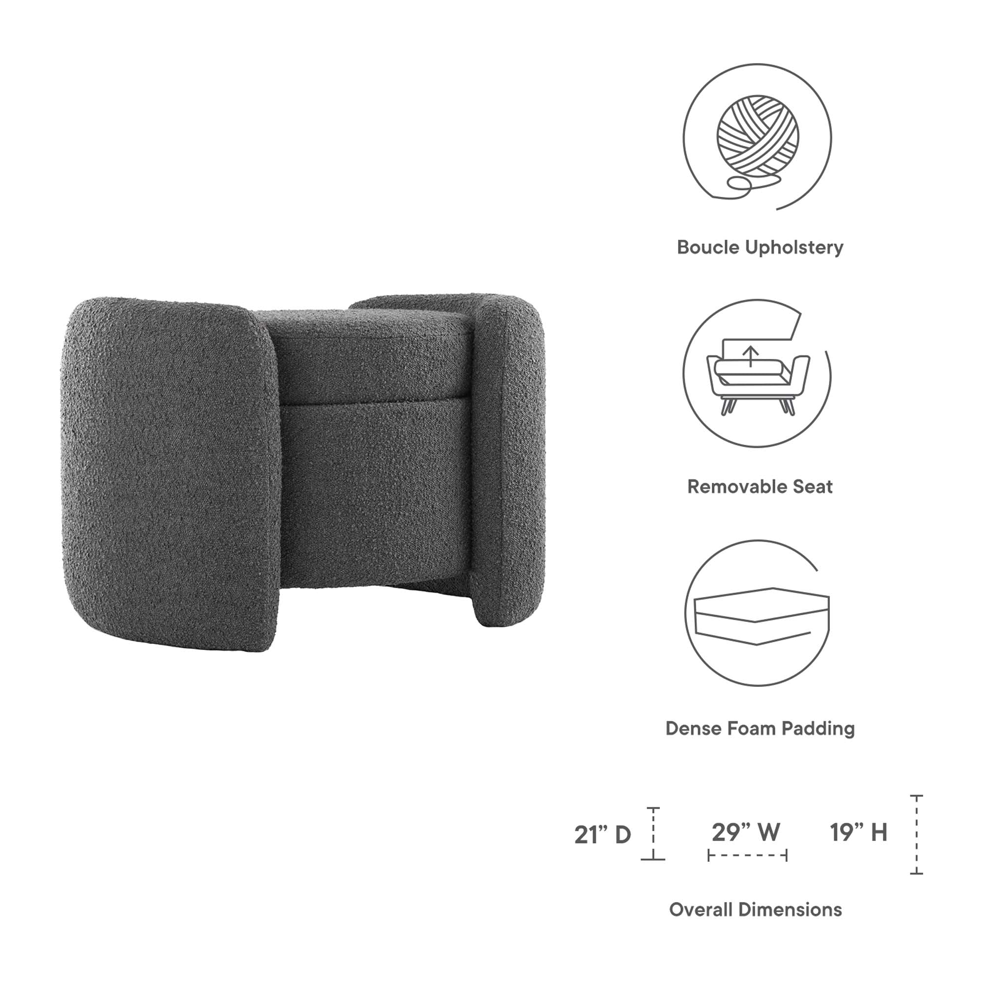 Modway Nebula Boucle Upholstered Ottoman