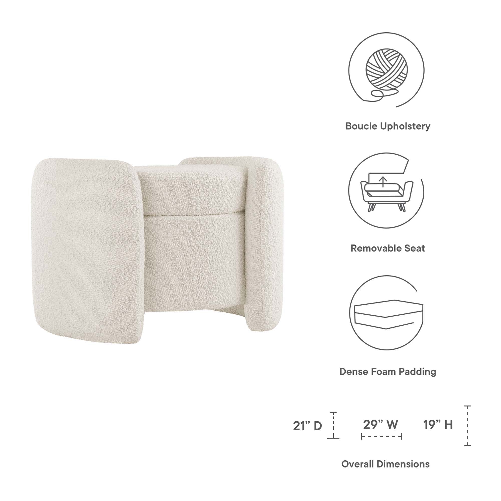 Modway Nebula Boucle Upholstered Ottoman