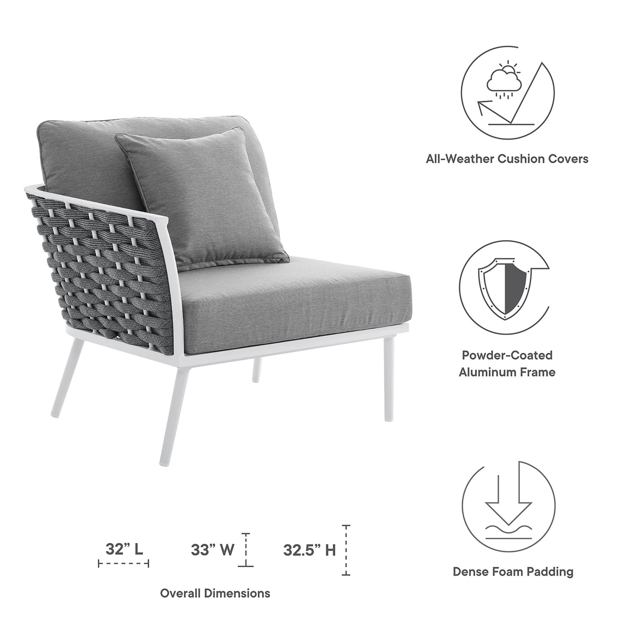 Modway Stance Outdoor Patio Aluminum Left-Facing Armchair