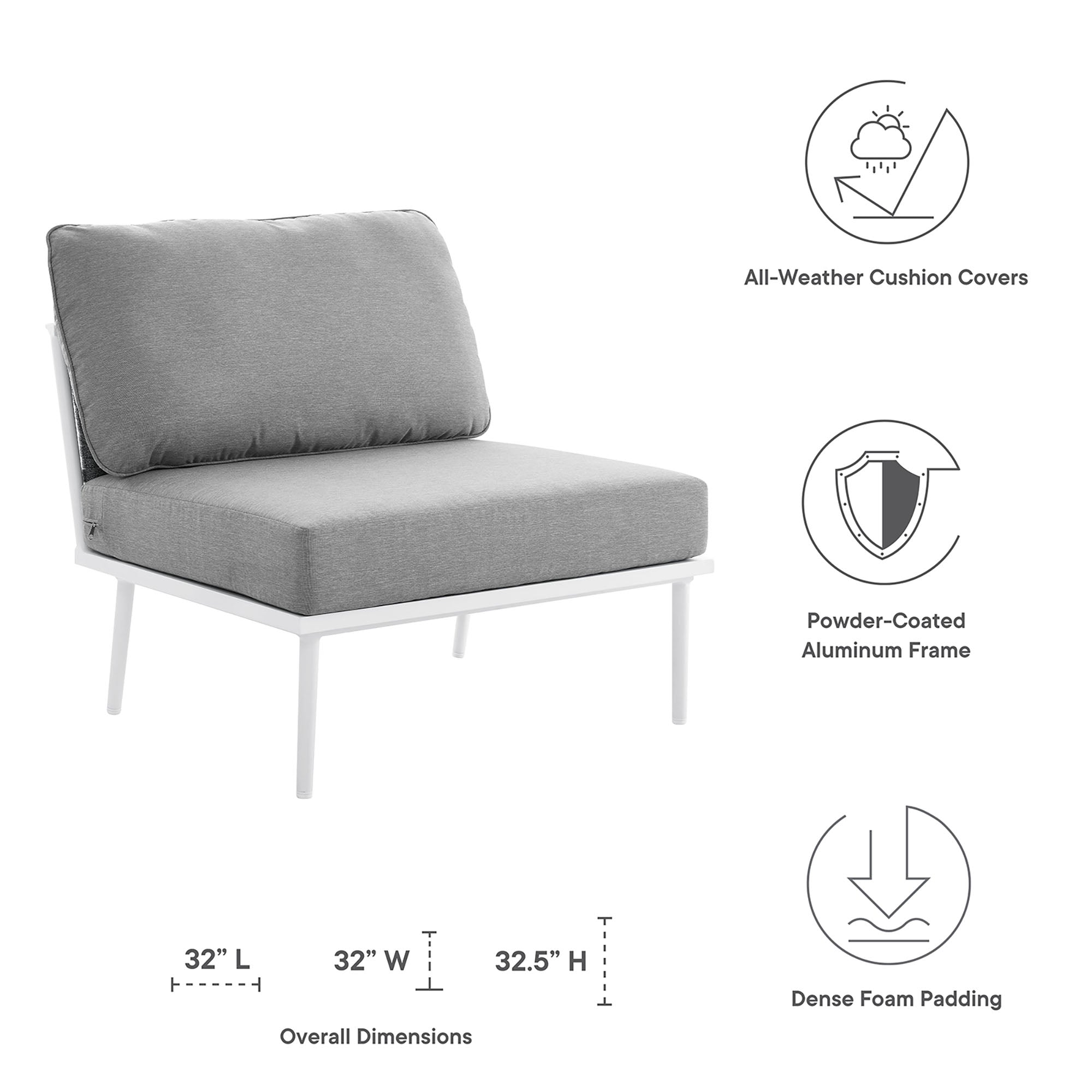 Modway Stance Outdoor Patio Aluminum Armless Chair