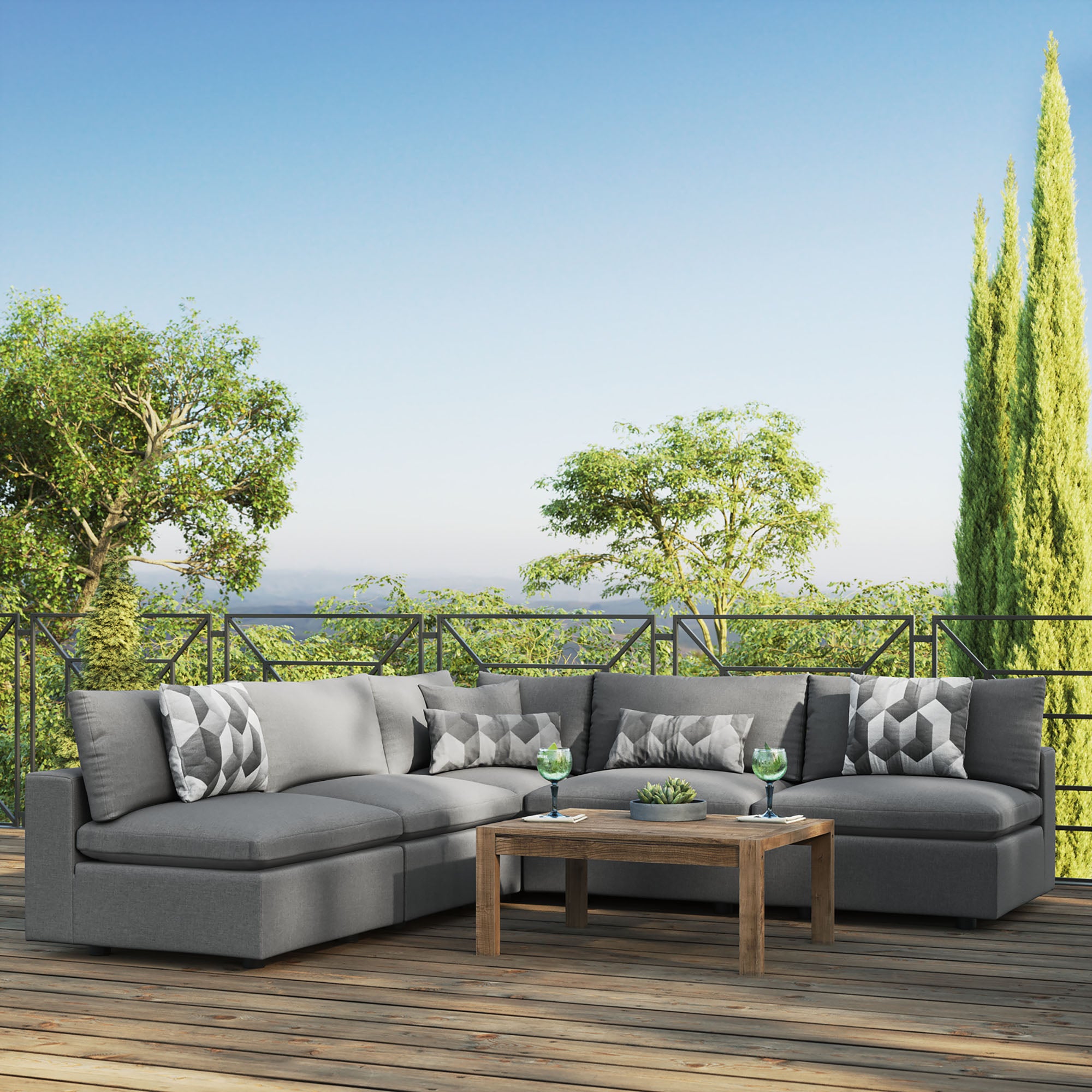 Modway Commix 5-Piece Outdoor Patio Sectional Sofa