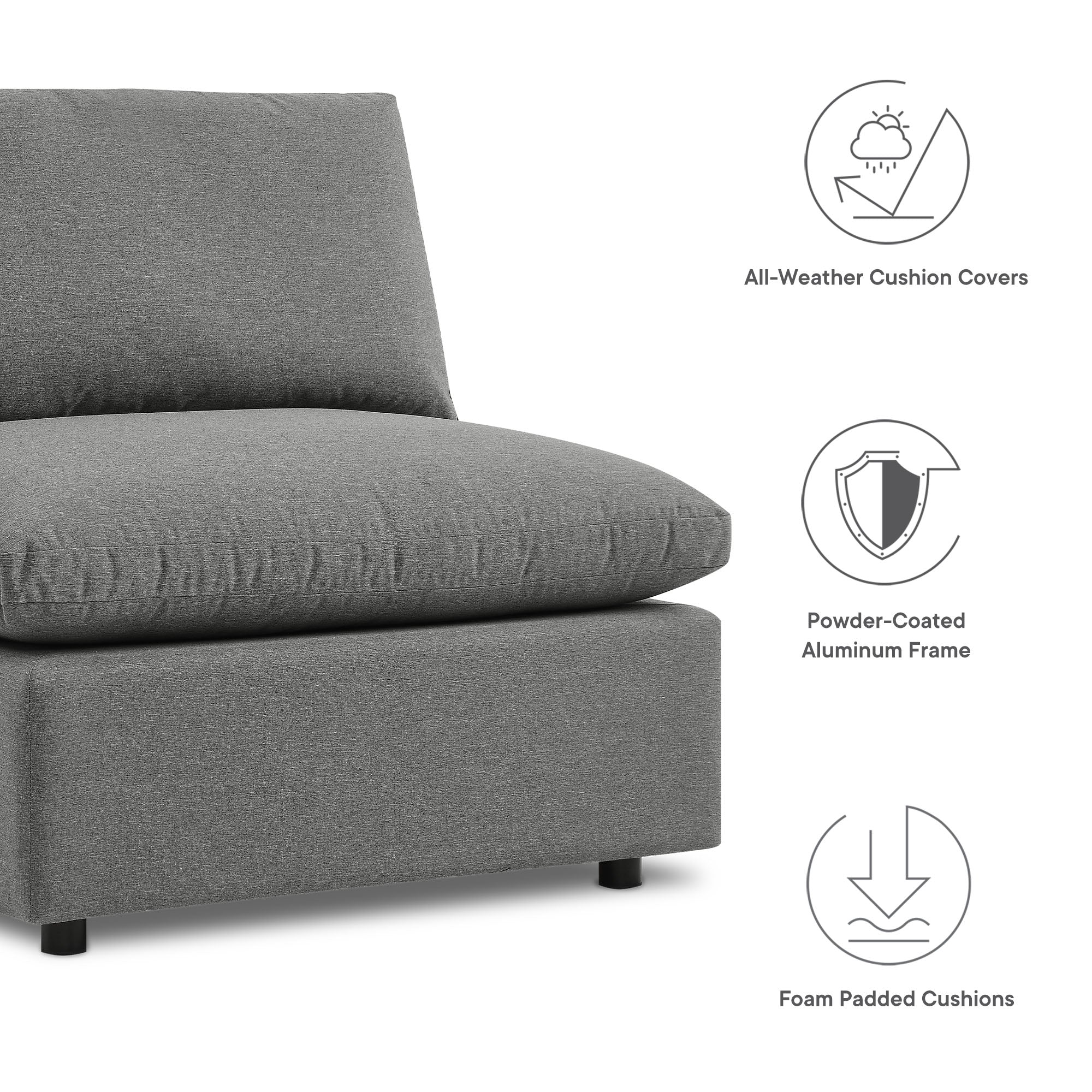 Modway Commix 5-Piece Outdoor Patio Sectional Sofa