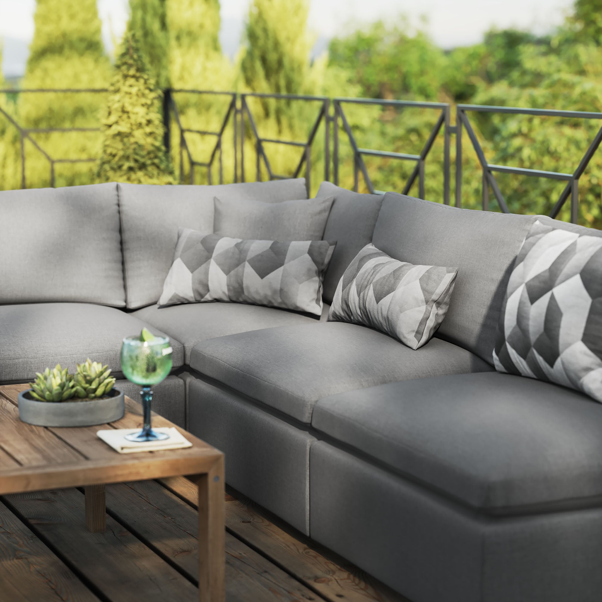 Modway Commix 5-Piece Outdoor Patio Sectional Sofa