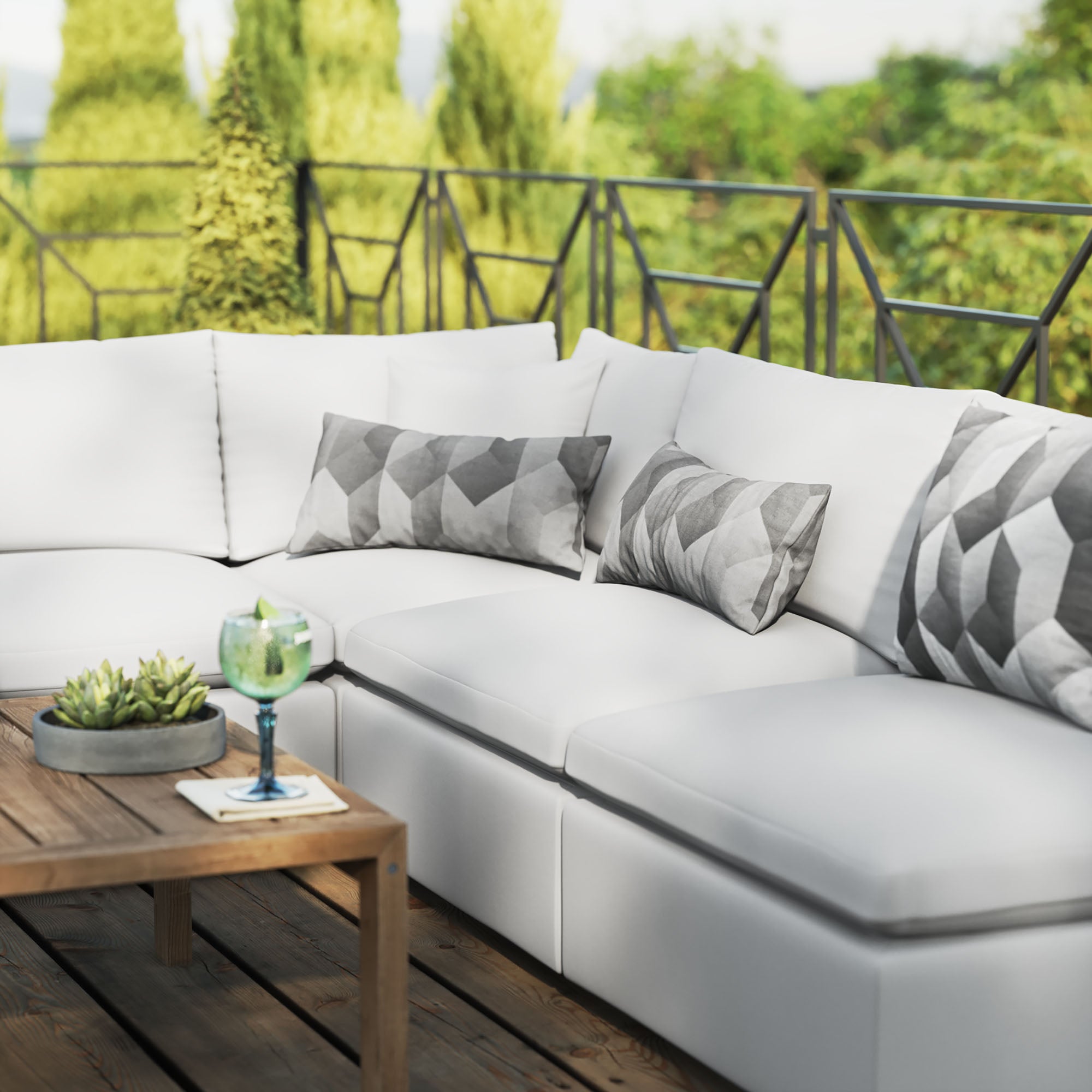 Modway Commix 5-Piece Outdoor Patio Sectional Sofa