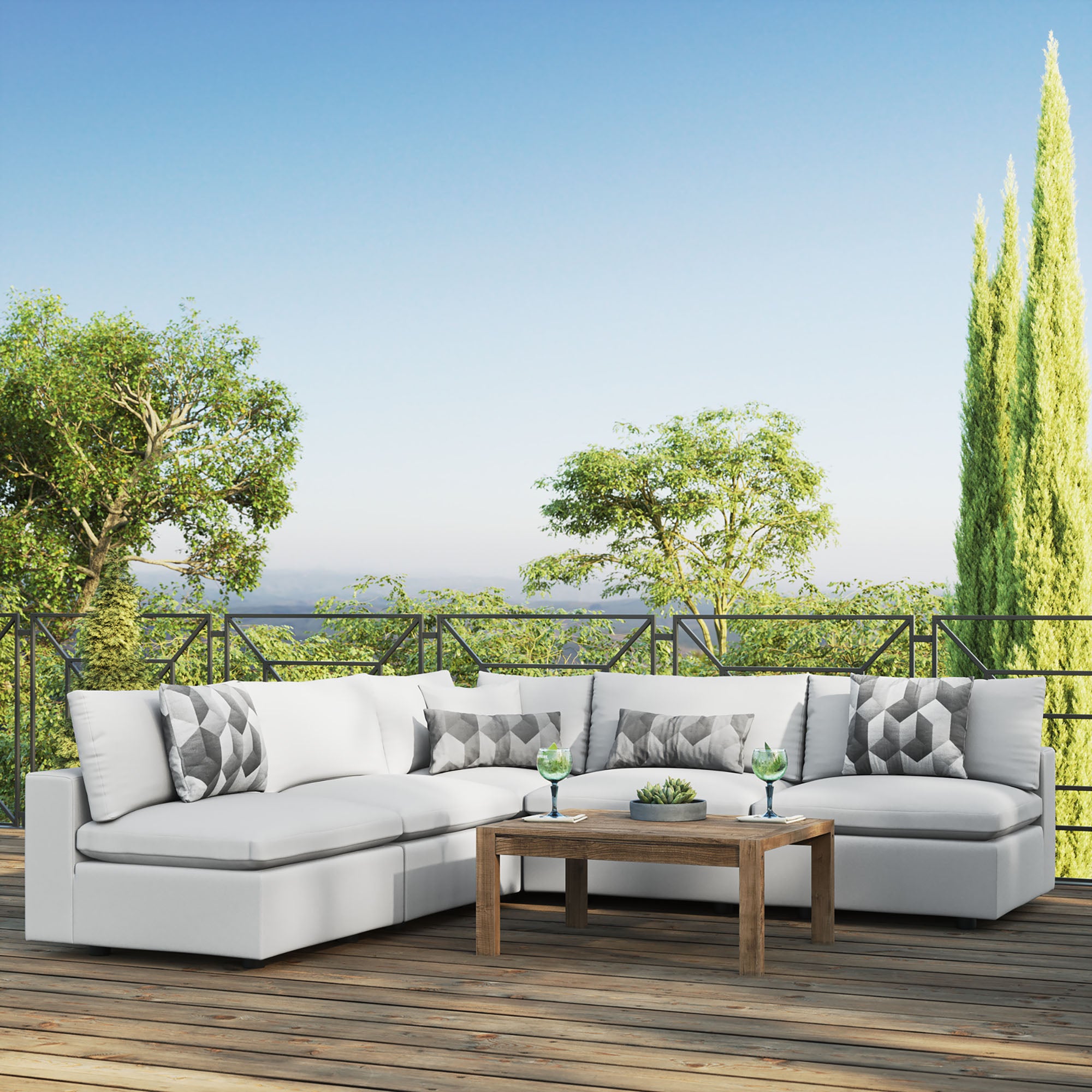 Modway Commix 5-Piece Outdoor Patio Sectional Sofa