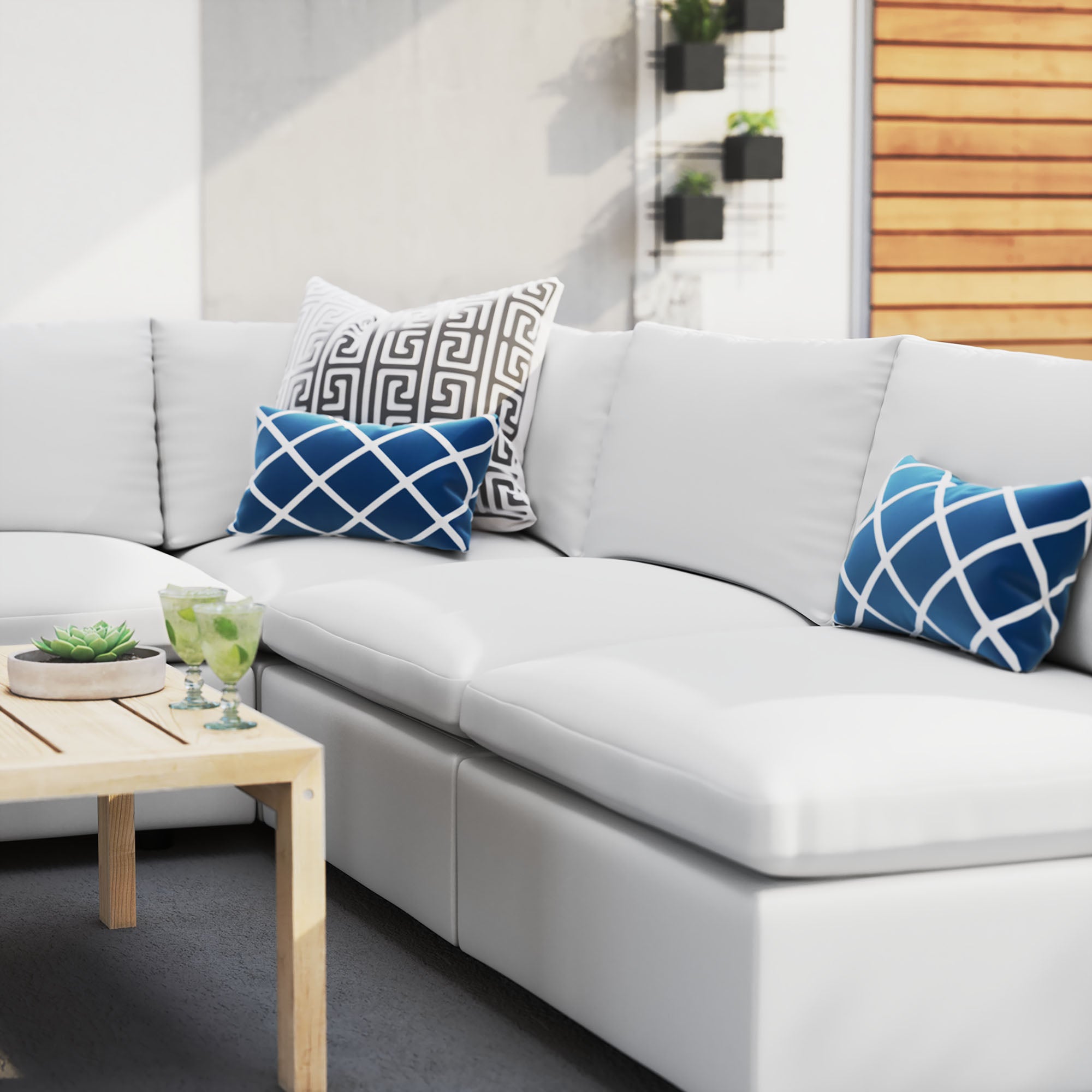 Modway Commix 5-Piece Sunbrella® Outdoor Patio Sectional Sofa