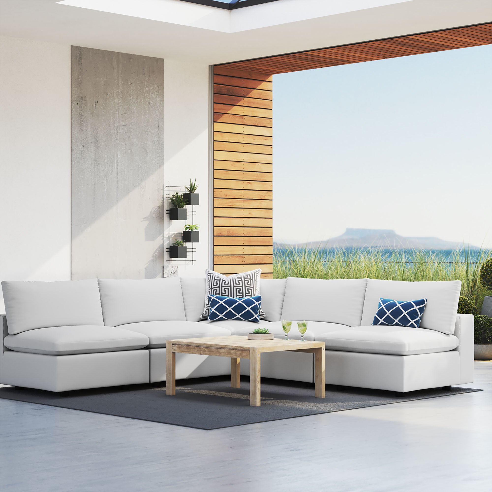 Modway Commix 5-Piece Sunbrella® Outdoor Patio Sectional Sofa