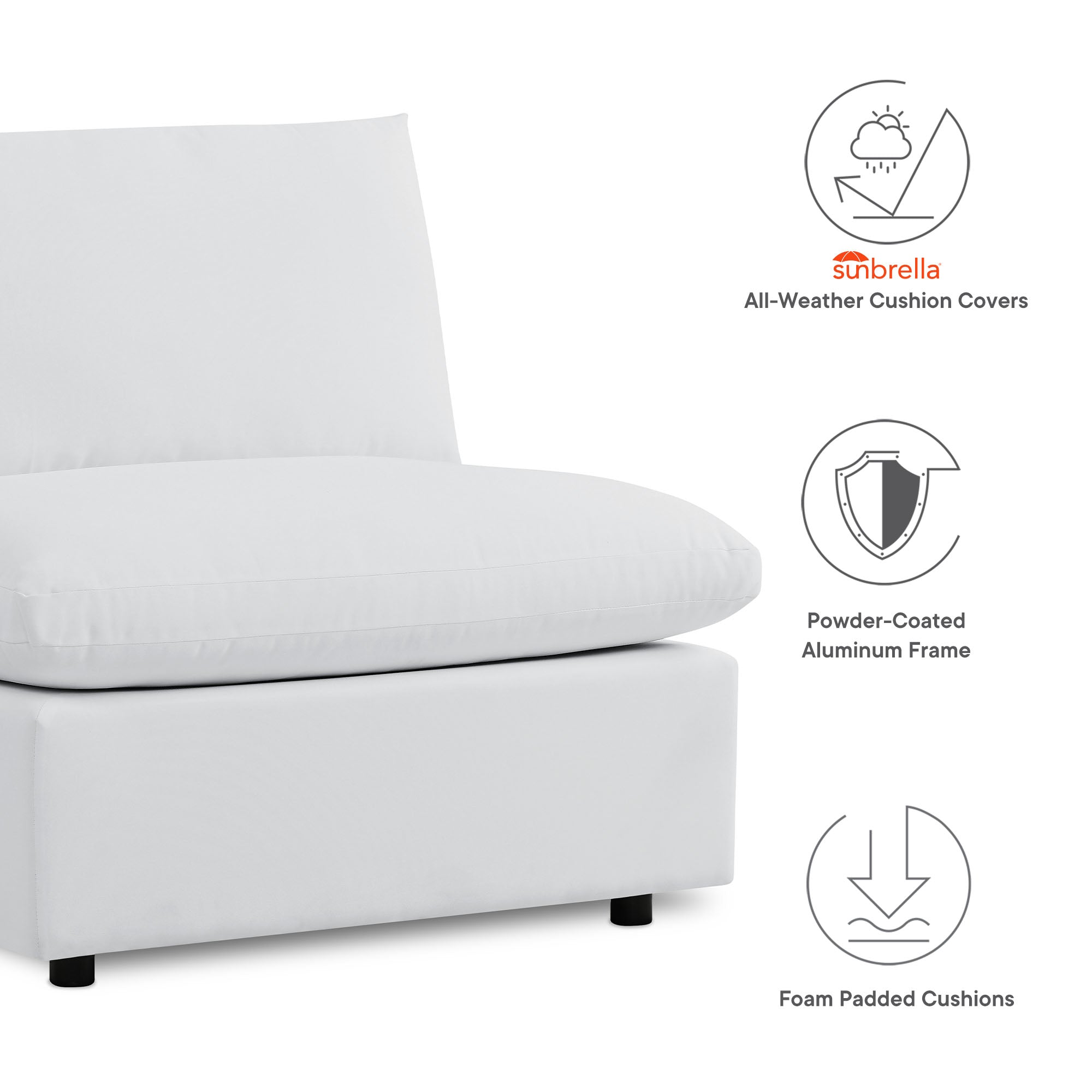 Modway Commix 5-Piece Sunbrella® Outdoor Patio Sectional Sofa