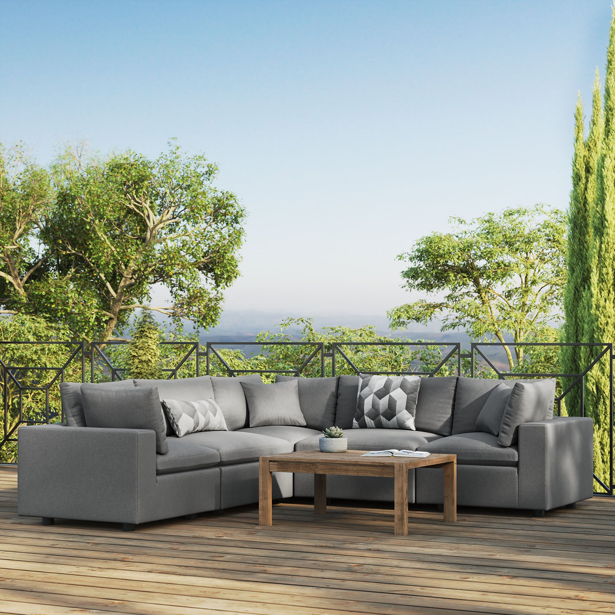 Modway Commix 5-Piece Outdoor Patio Sectional Sofa