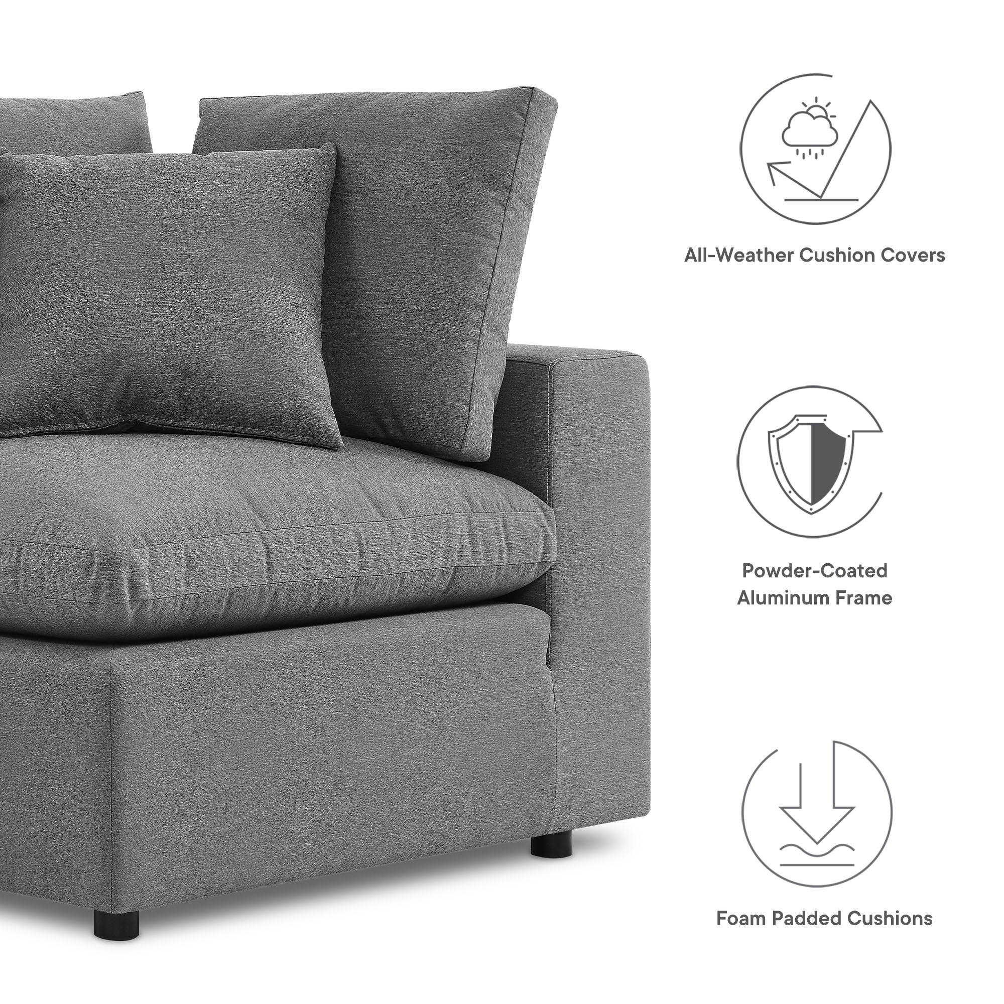 Modway Commix 5-Piece Outdoor Patio Sectional Sofa