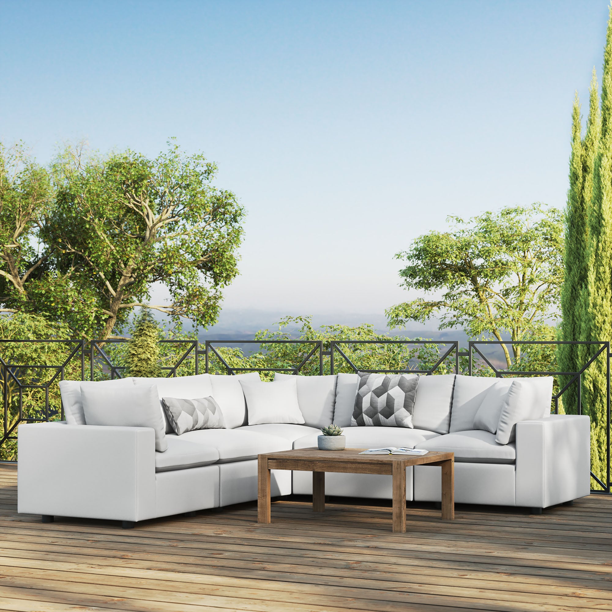 Modway Commix 5-Piece Outdoor Patio Sectional Sofa