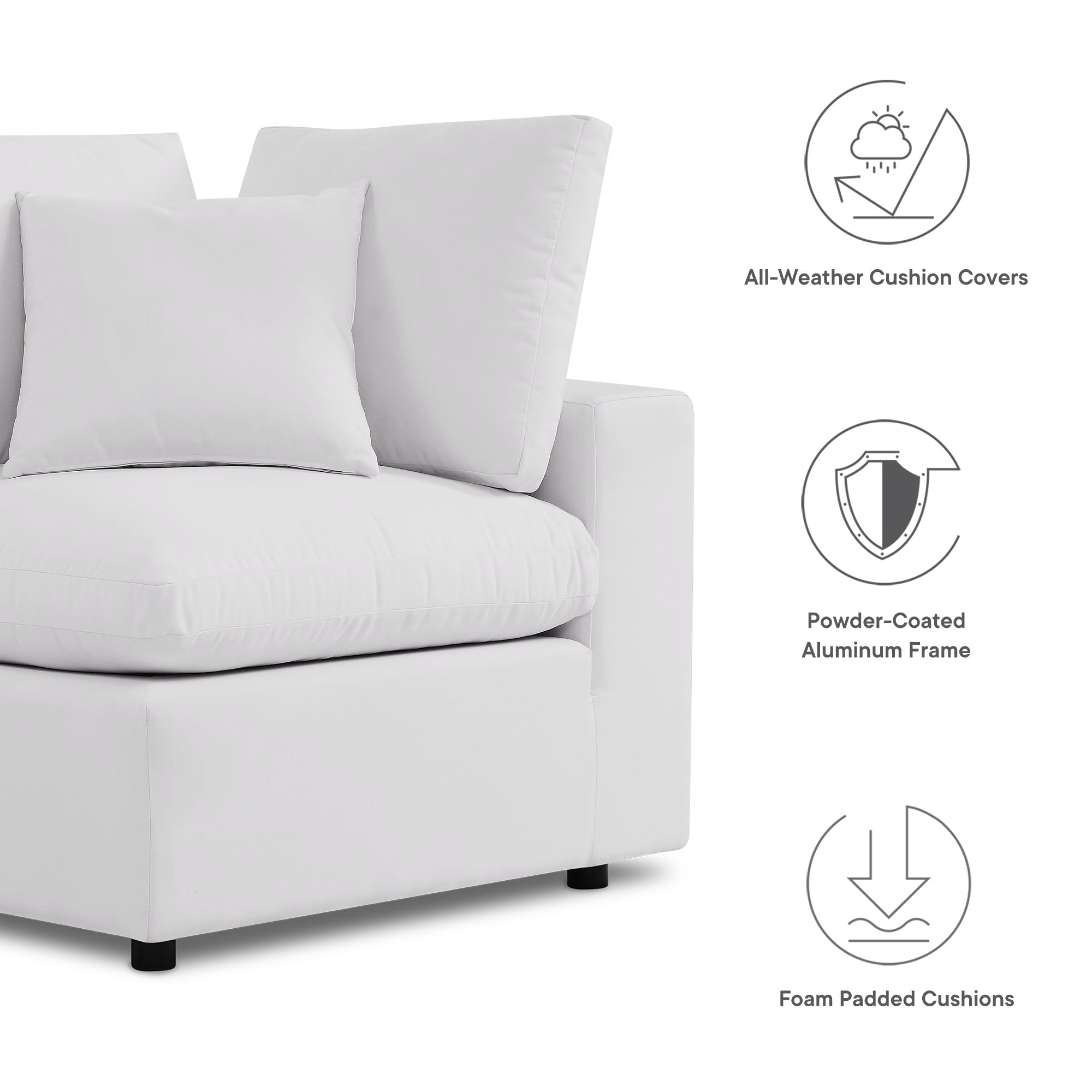 Modway Commix 5-Piece Outdoor Patio Sectional Sofa