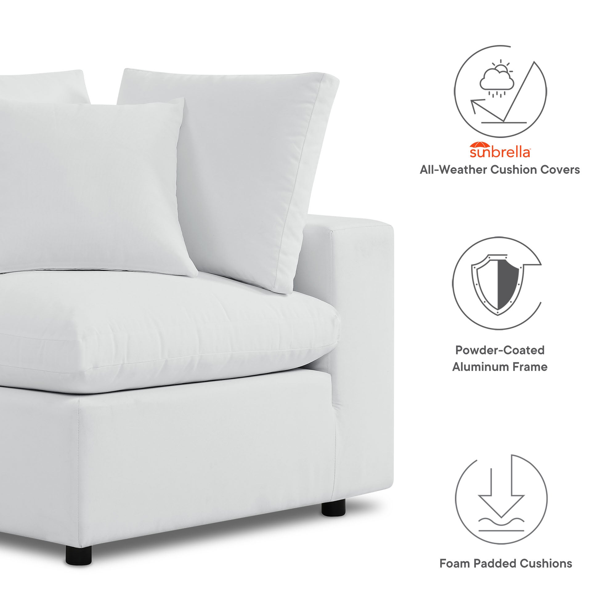 Modway EEI-5590 Commix 5-Piece Sunbrella® Outdoor Patio Sectional Sofa