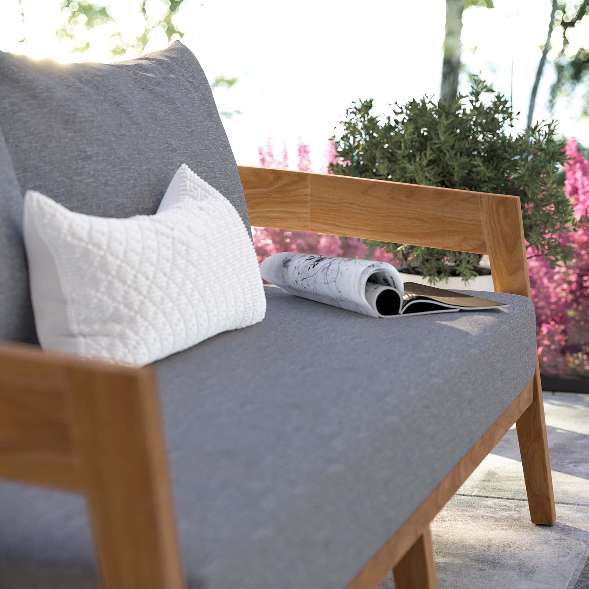 Modway Brisbane Teak Wood Outdoor Patio Loveseat