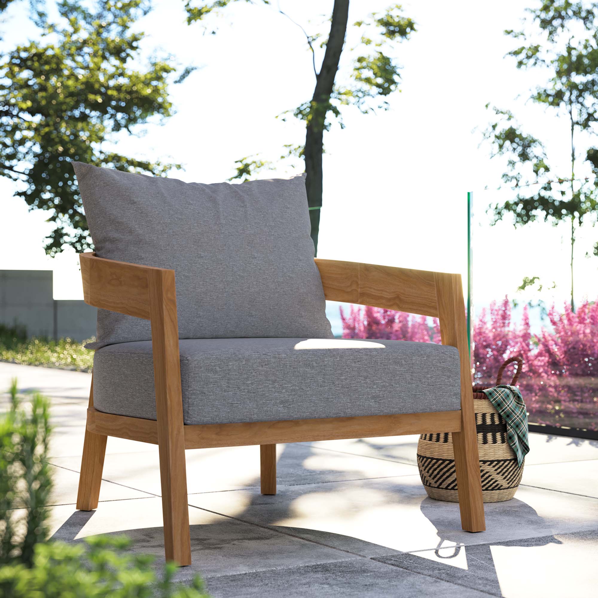 Modway Brisbane Teak Wood Outdoor Patio Armchair