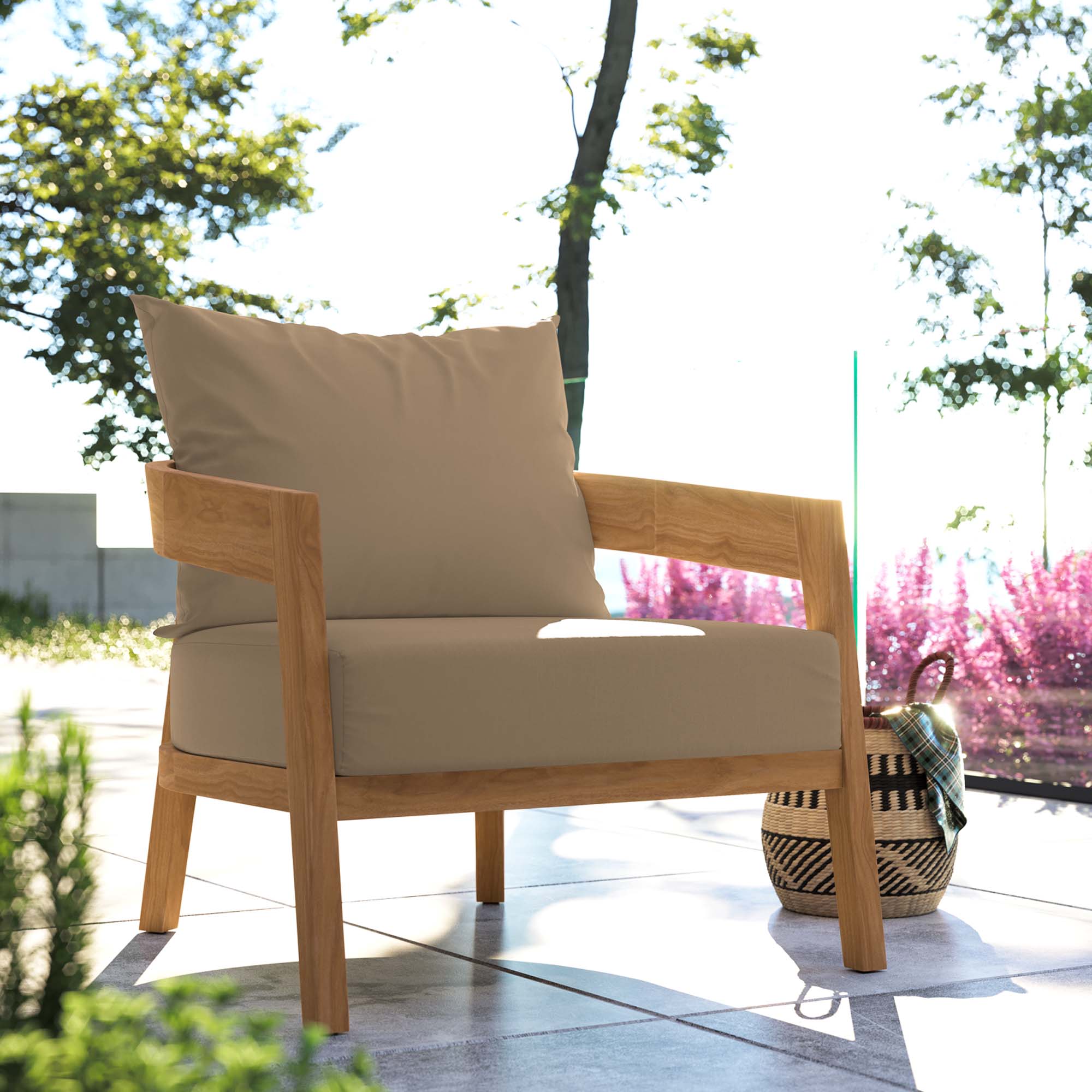 Modway Brisbane Teak Wood Outdoor Patio Armchair
