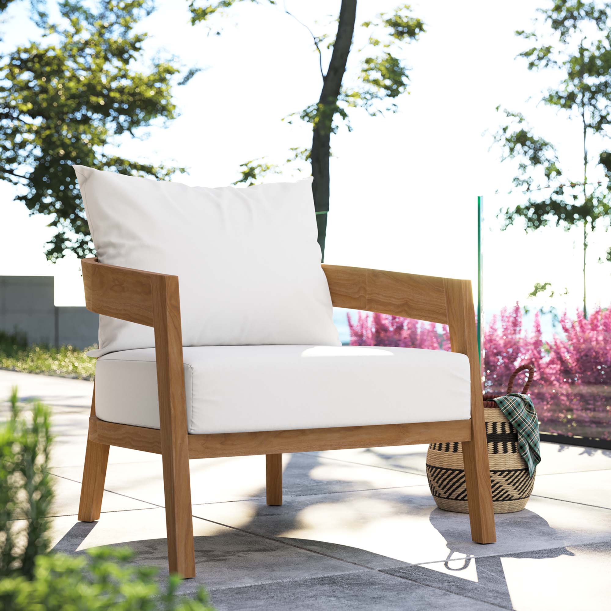Modway Brisbane Teak Wood Outdoor Patio Armchair