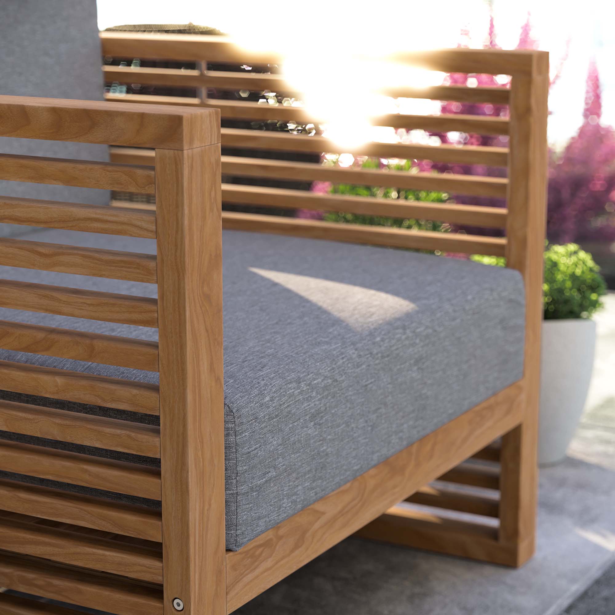 Modway Carlsbad Teak Wood Outdoor Patio Armchair