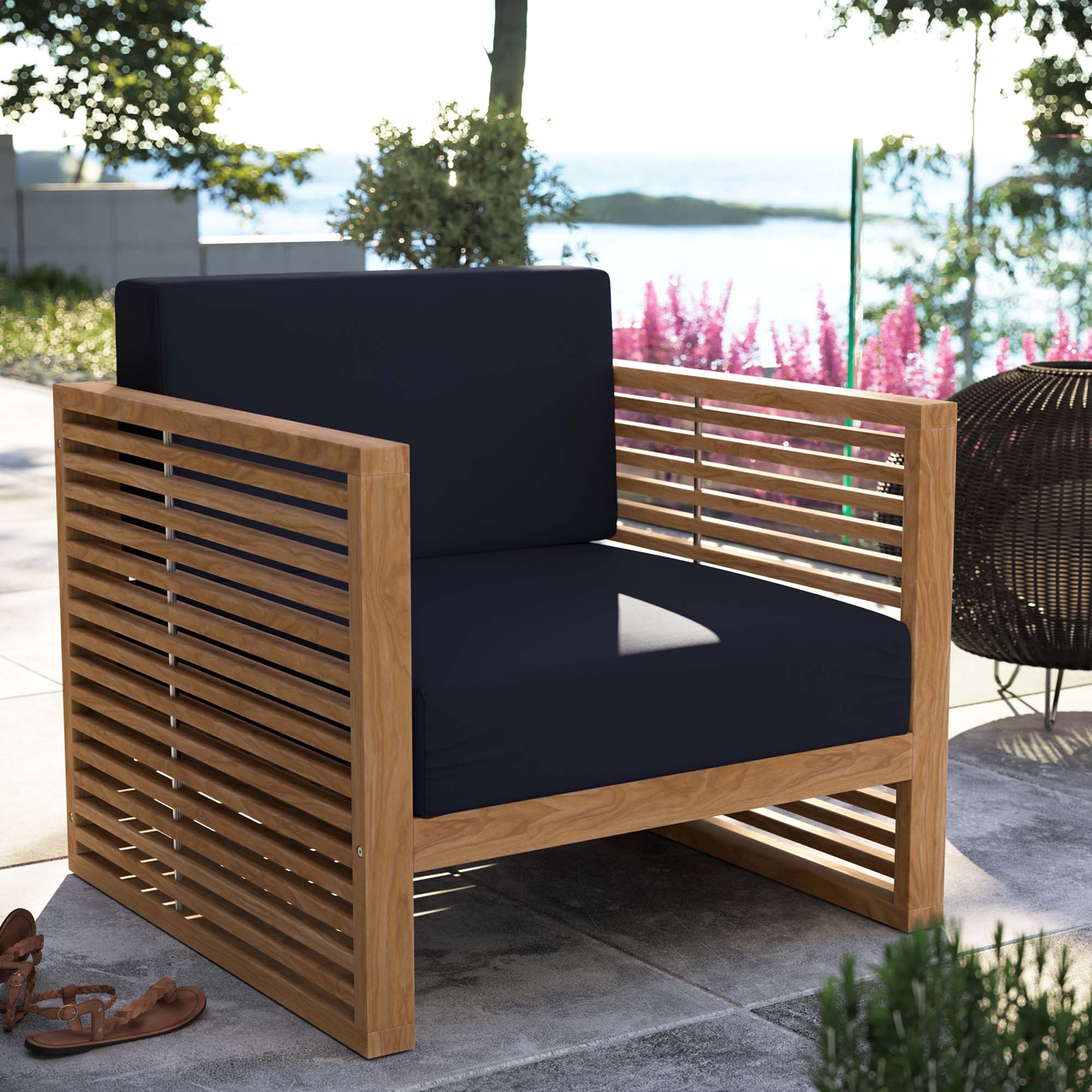 Modway Carlsbad Teak Wood Outdoor Patio Armchair