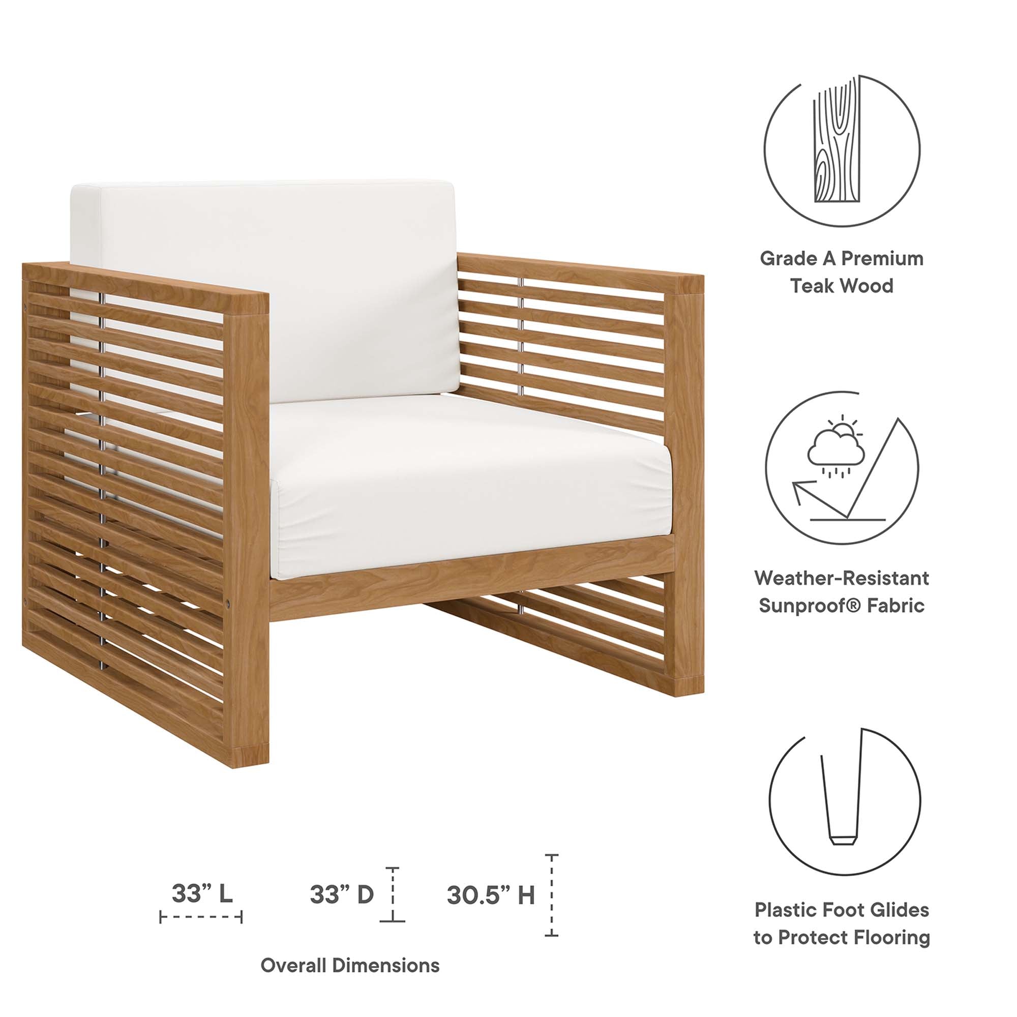 Modway Carlsbad Teak Wood Outdoor Patio Armchair