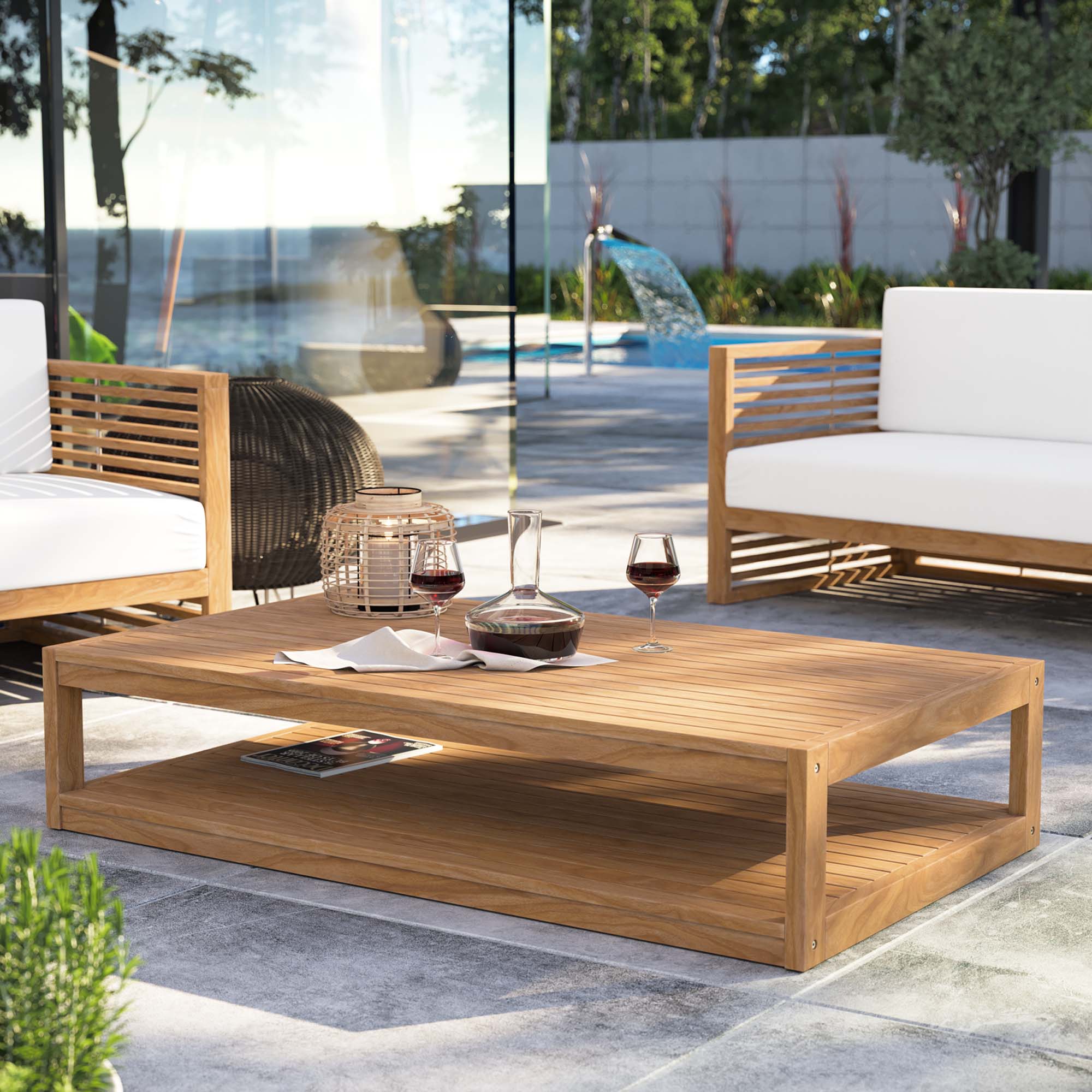 Modway Carlsbad Teak Wood Outdoor Patio Coffee Table