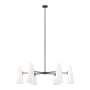 Modway Beacon 6-Light Chandelier with Glass Cone Shades – Clear Satin Brass or Opal Black
